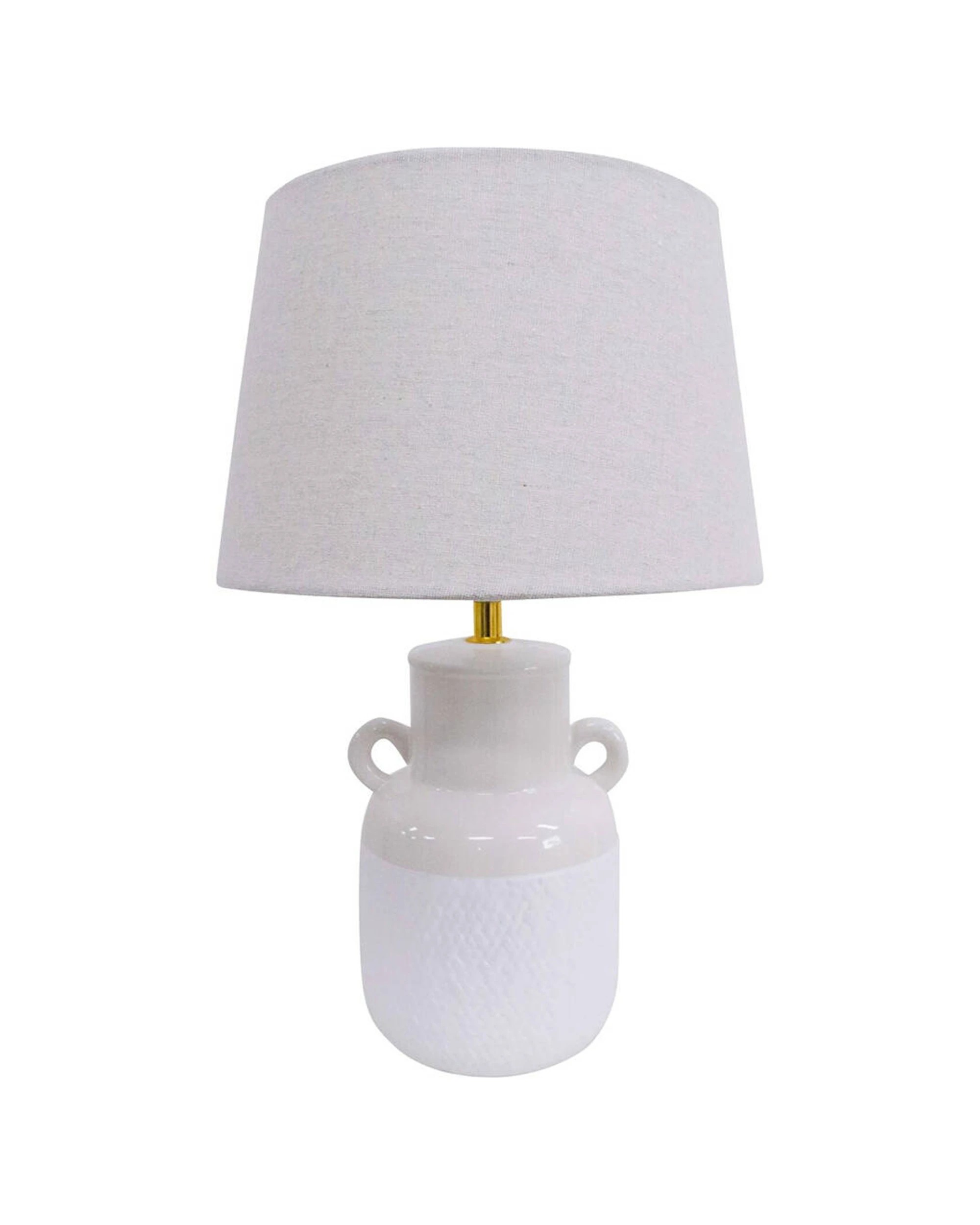 2 LVD Lamp Home Room Tabletop Decor Earthen Jar Ceramic Base Linen Shade - White, 2 of 2