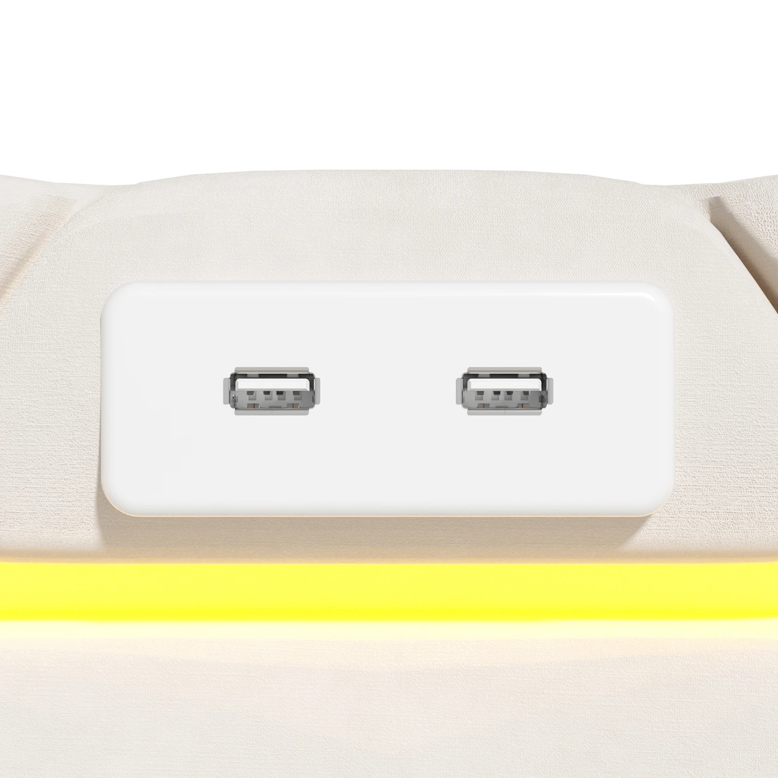 4 Advwin Queen Velvet Button-Tufted Floating Bed Frame with LED and USB - Beige, 4 of 9