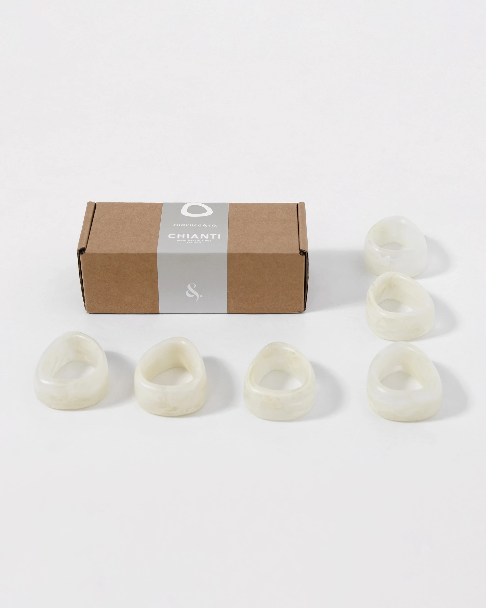 5 Cadence & Co. Chianti Resin Napkin Rings Set of 6 - Vanilla, 5 of 6