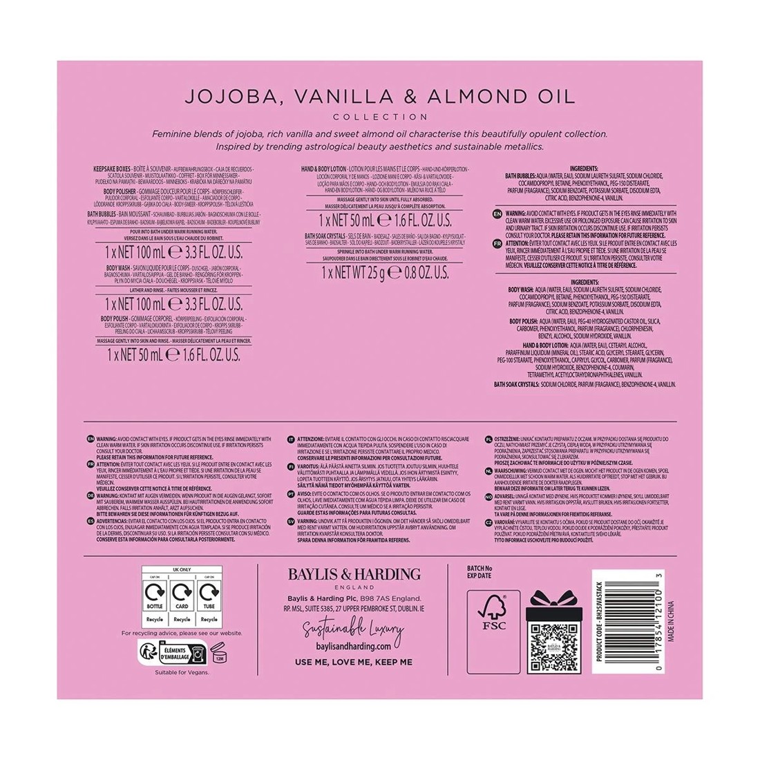 4 Baylis & Harding Signature Collection Keepsake Boxes Gift Stack - Jojoba, Vanilla and Almond Oil - Multi, 4 of 4