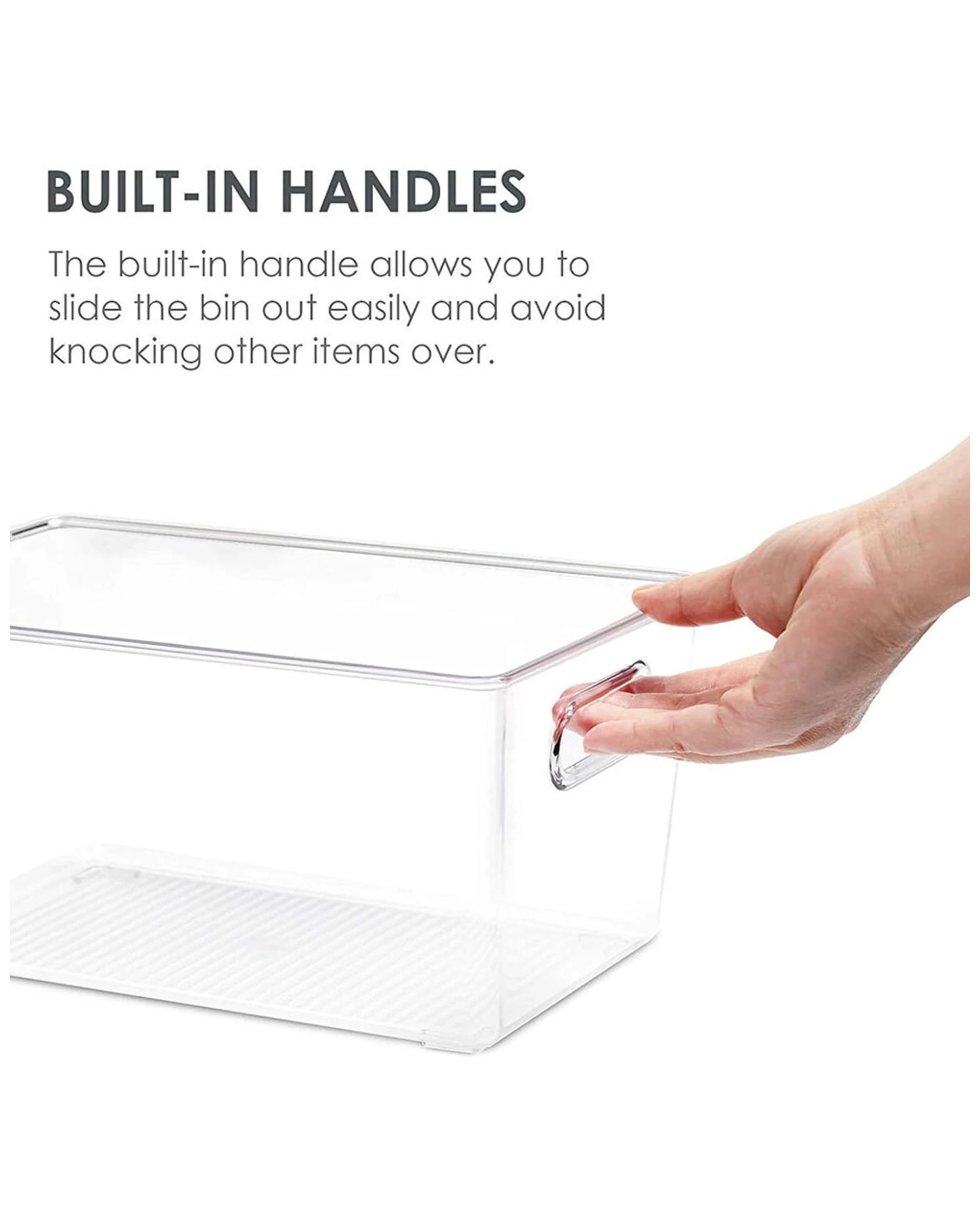 3 Boxsweden Crystal Storage Container 28cm Large Plastic Handles Fridge Pantry Organiser
 - Clear, 3 of 3