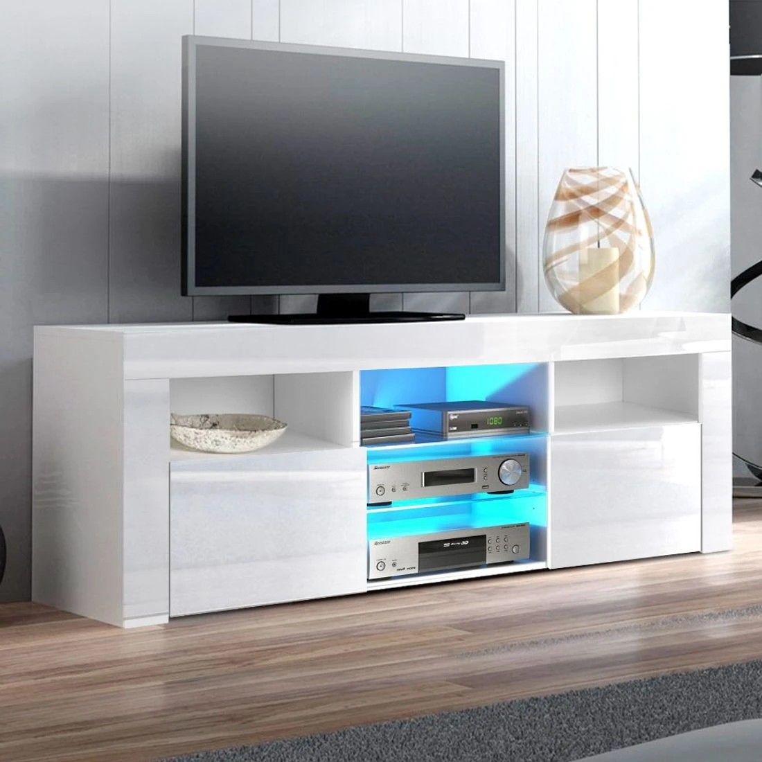 9 Artiss Entertainment Unit TV Cabinet LED 145cm Angus - White, 9 of 9