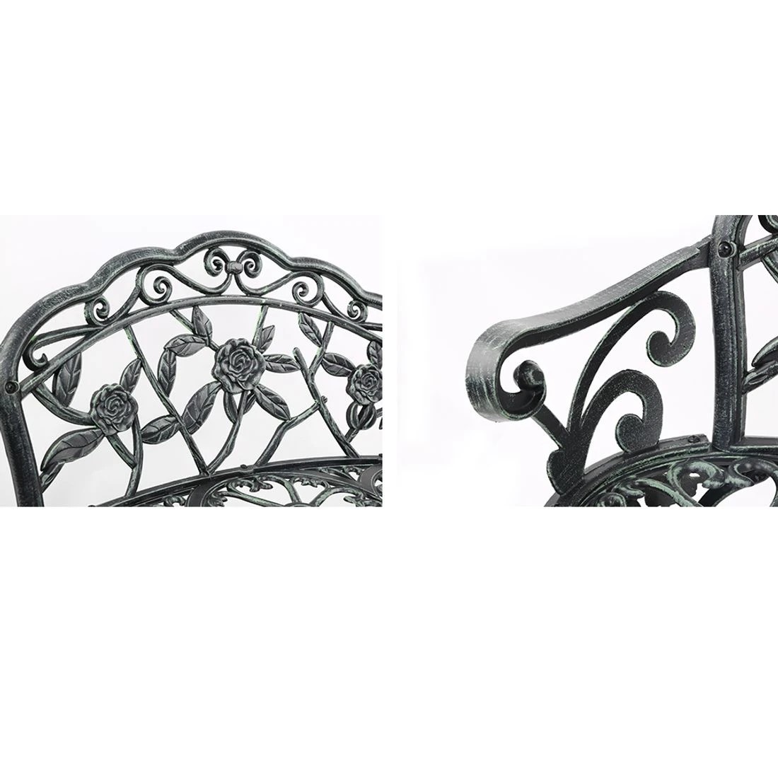 4 Gardeon Outdoor Garden Bench Seat 100cm Cast Aluminium Patio Chair
 - green, 4 of 7