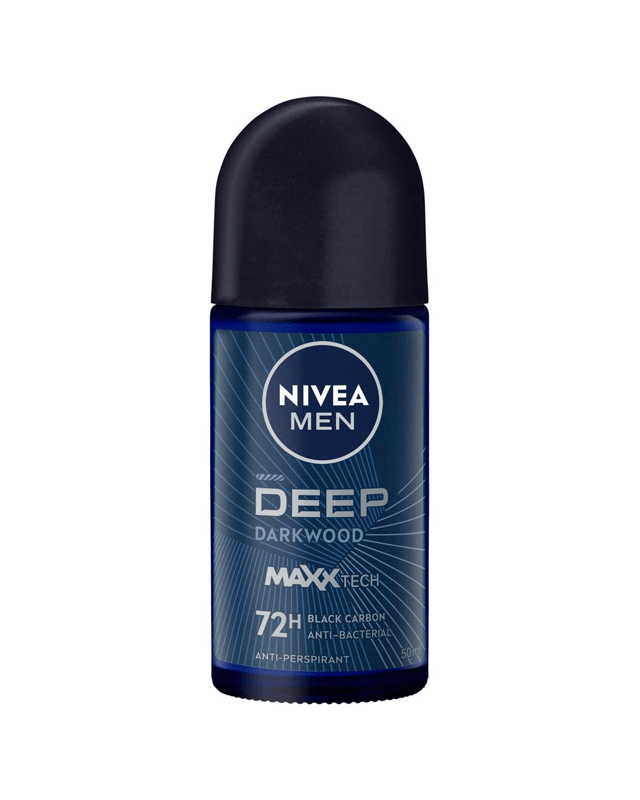 Nivea Men Deep Anti-Perspirant Roll-On Deodorant 50ml - Black Charcoal and Dark Wood Fragr