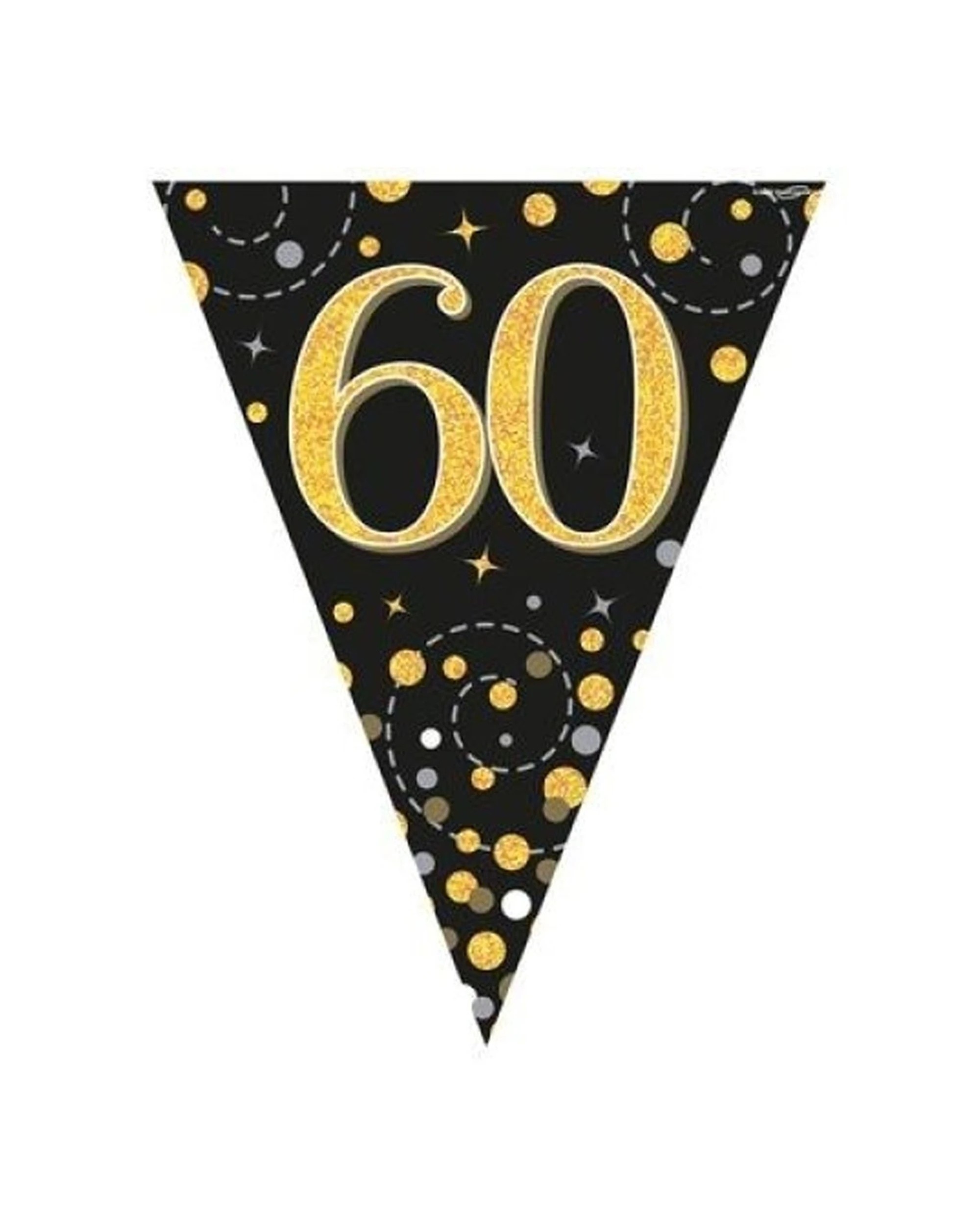 1 Alpen Sparkling Fizz Bunting Decoration 60th Birthday 3.9m - Black, 1 of 1