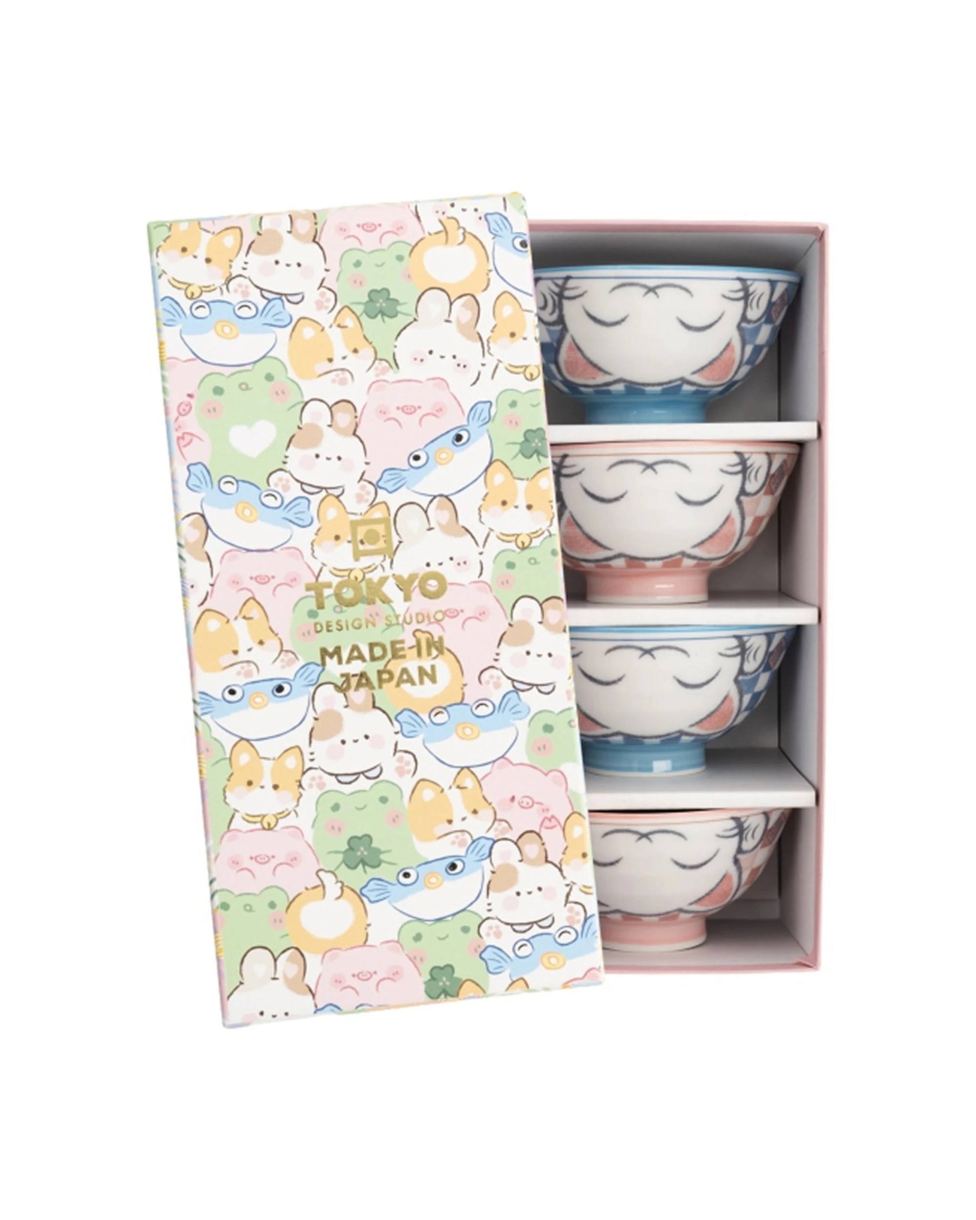 1 Tokyo Design 4pc Kawaii Neko Cat Bowls 11x6cm Tableware - White, 1 of 6
