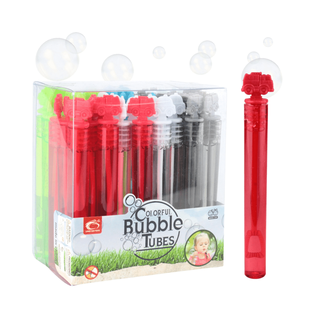 1 Partyrama 48Pcs Transport Trucks & Cars Mini Bubble Tubes, 1 of 4