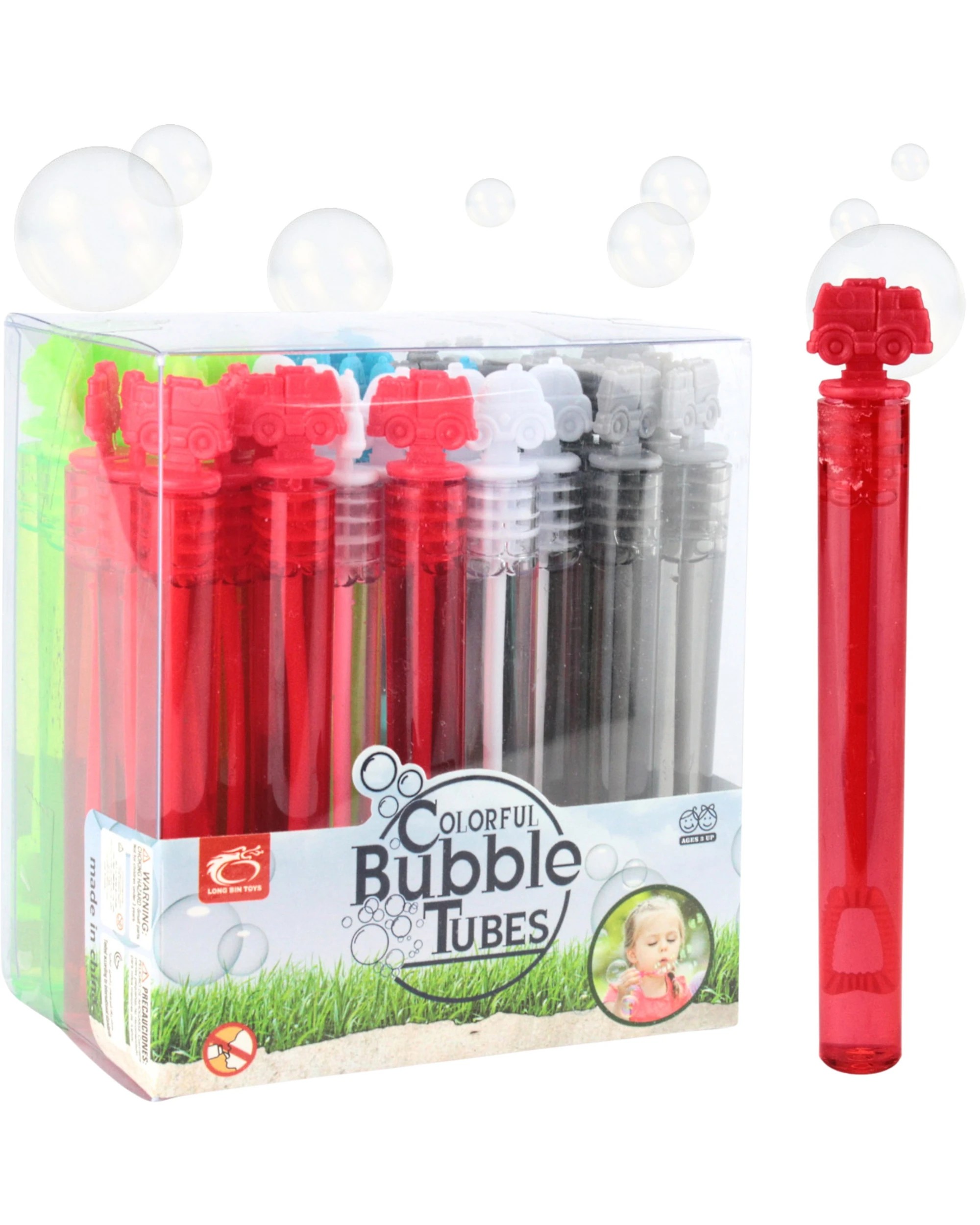 1 Partyrama 48Pcs Transport Trucks & Cars Mini Bubble Tubes, 1 of 4