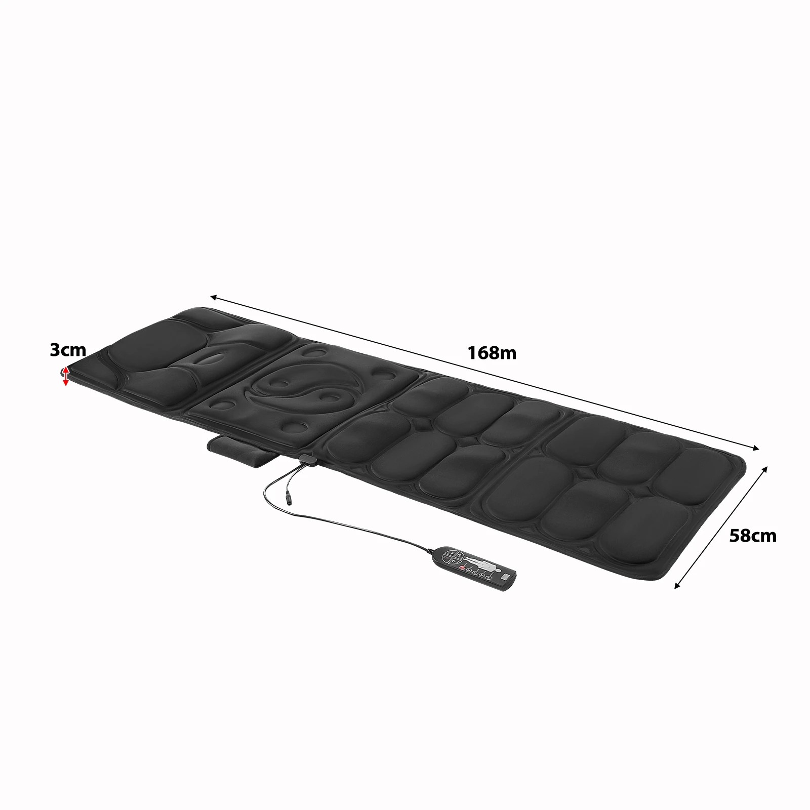 4 HOMASA Heated Massage Mat Electric Heating Pad Body Vibration Massager for Shoulder Back Buttock Leg 10 Motors Mattress, 4 of 6