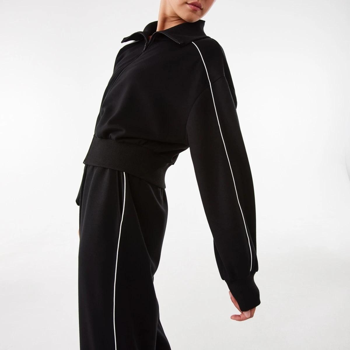 7 Active Womens Interlock Zip Long Sleeve Jumper Black, 7 of 7
