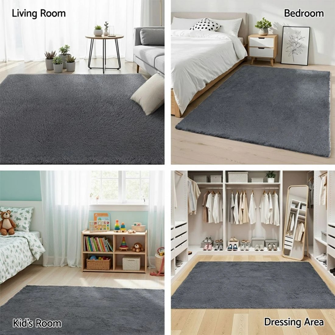 8 Artiss Floor Rug 200x230cm Plush Area Shaggy Rug Living Room Bedroom Carpet - Grey, 8 of 9
