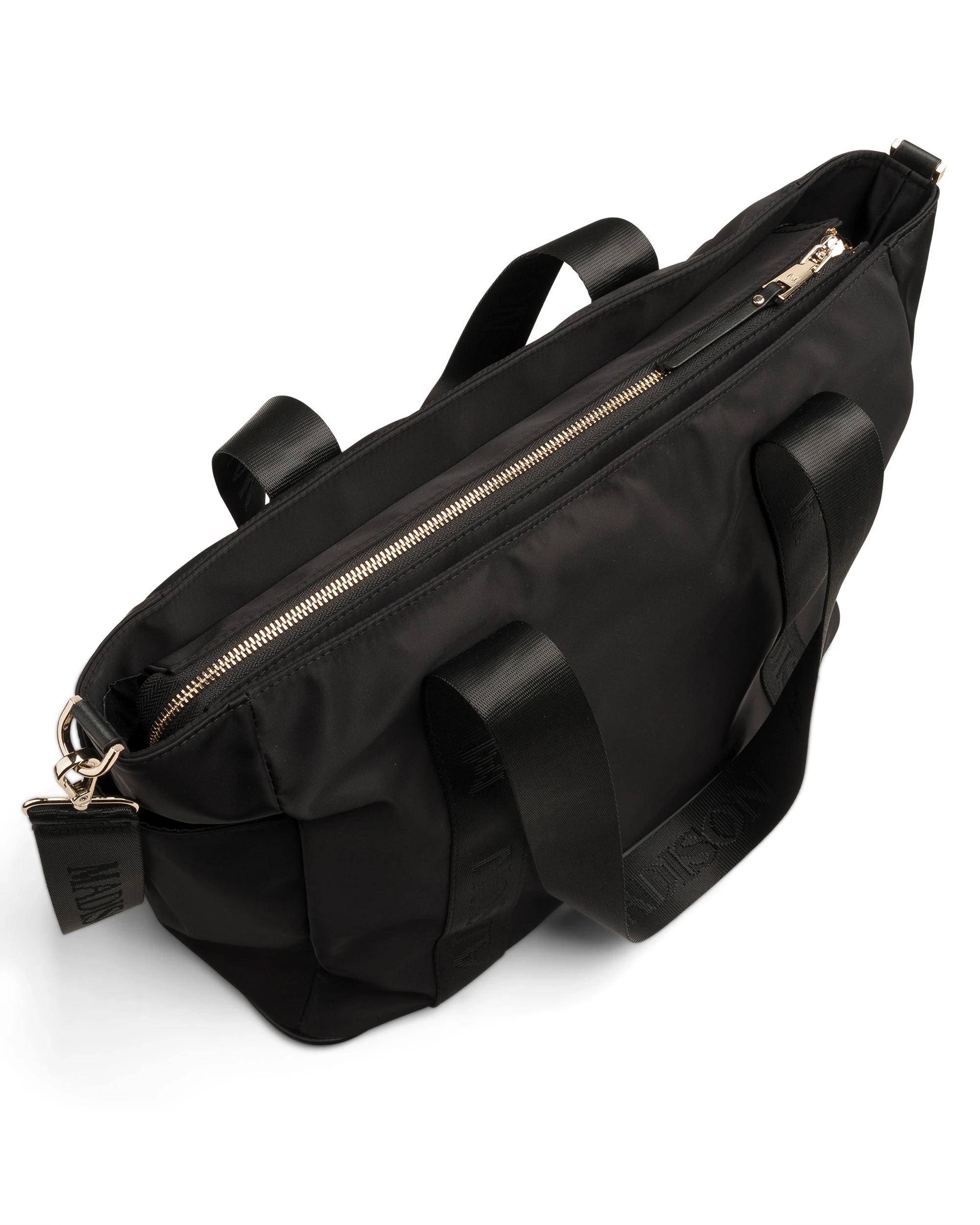 4 Madison Accessories Anita Large Nylon Tote Bag BLACK, 4 of 7