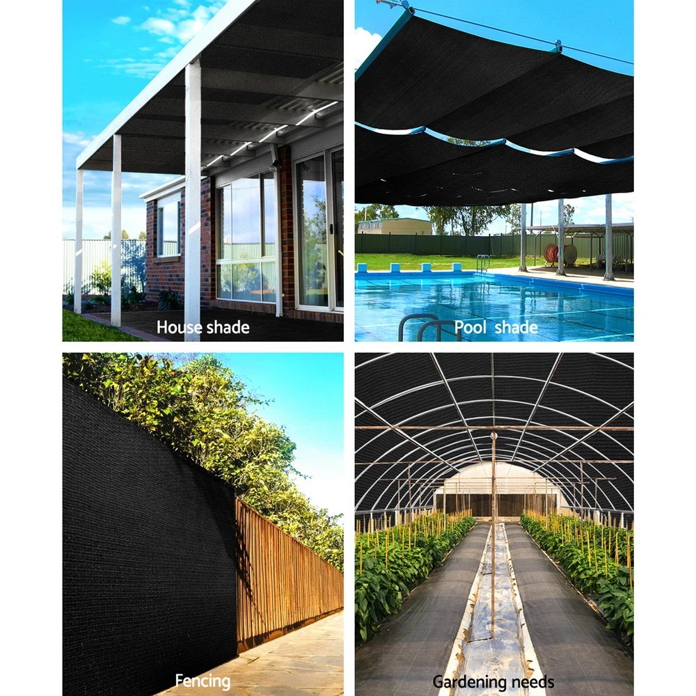 3 Instahut 90% Shade Cloth 1.83x10m Shadecloth Sail Heavy Duty - Black, 3 of 6