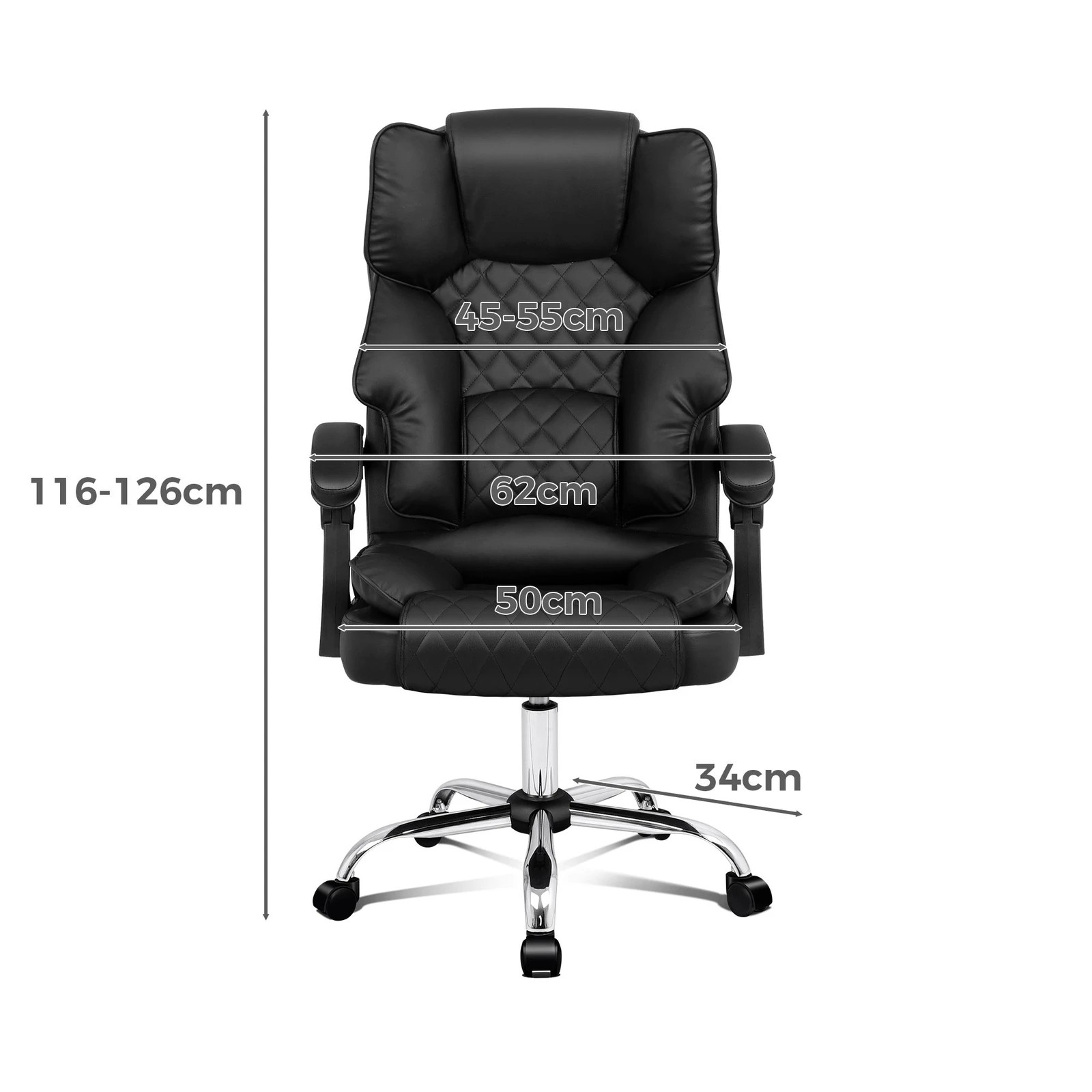 2 Alfordson Office Chair Gaming Executive Computer Racer PU Leather Seat Recliner - Black, 2 of 10