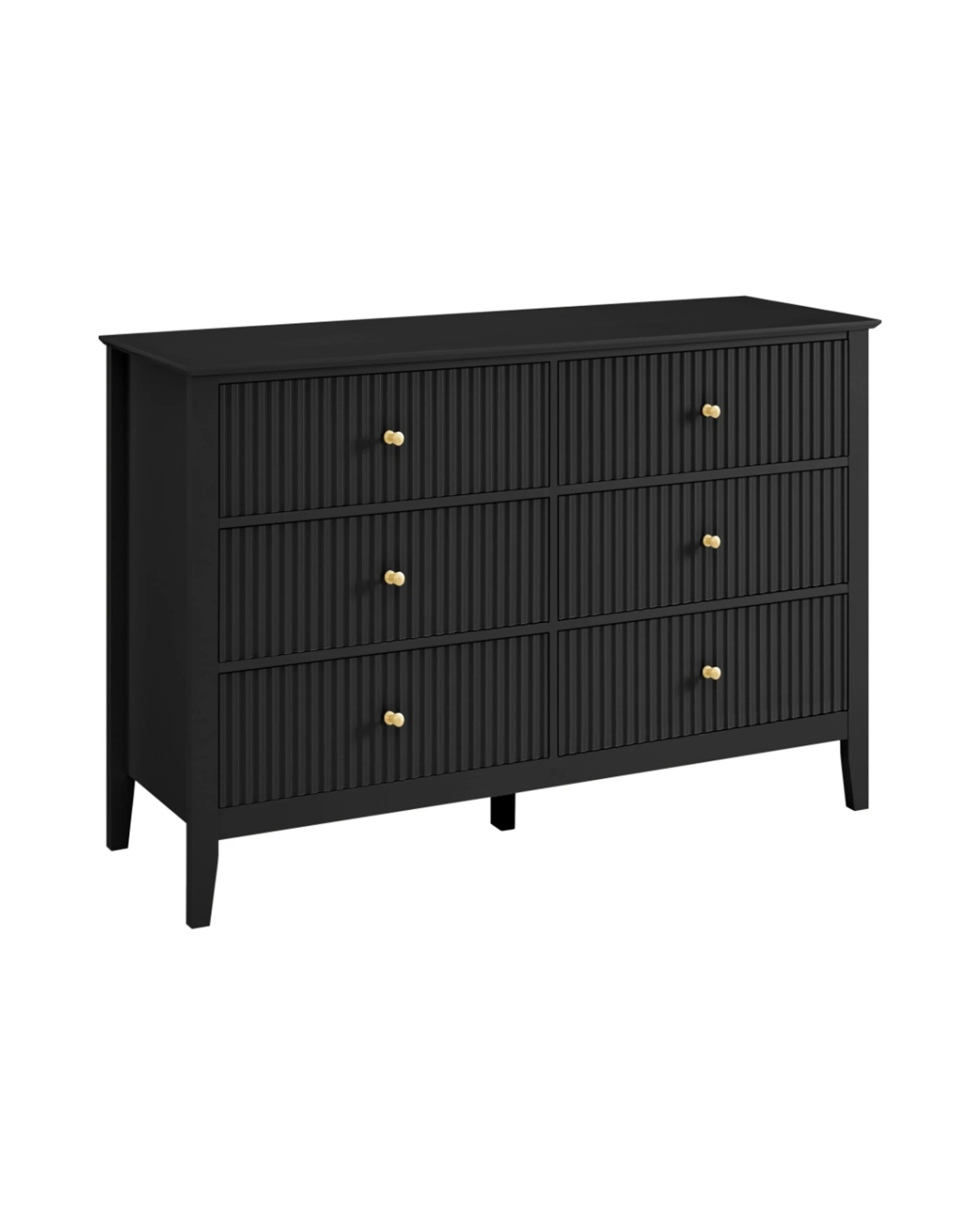 1 Alpine Bay Zara Fluted 6 drawer chest 120cm - Black, 1 of 7