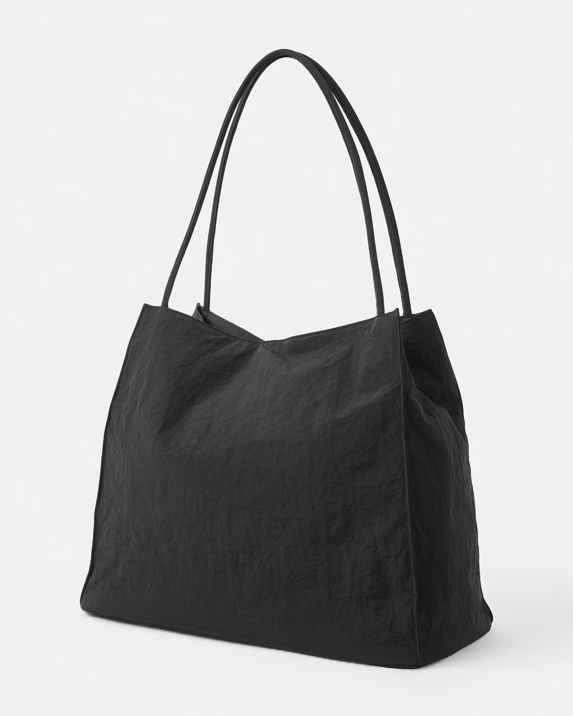 2 Nylon Shopper Tote Bag Black, 2 of 7