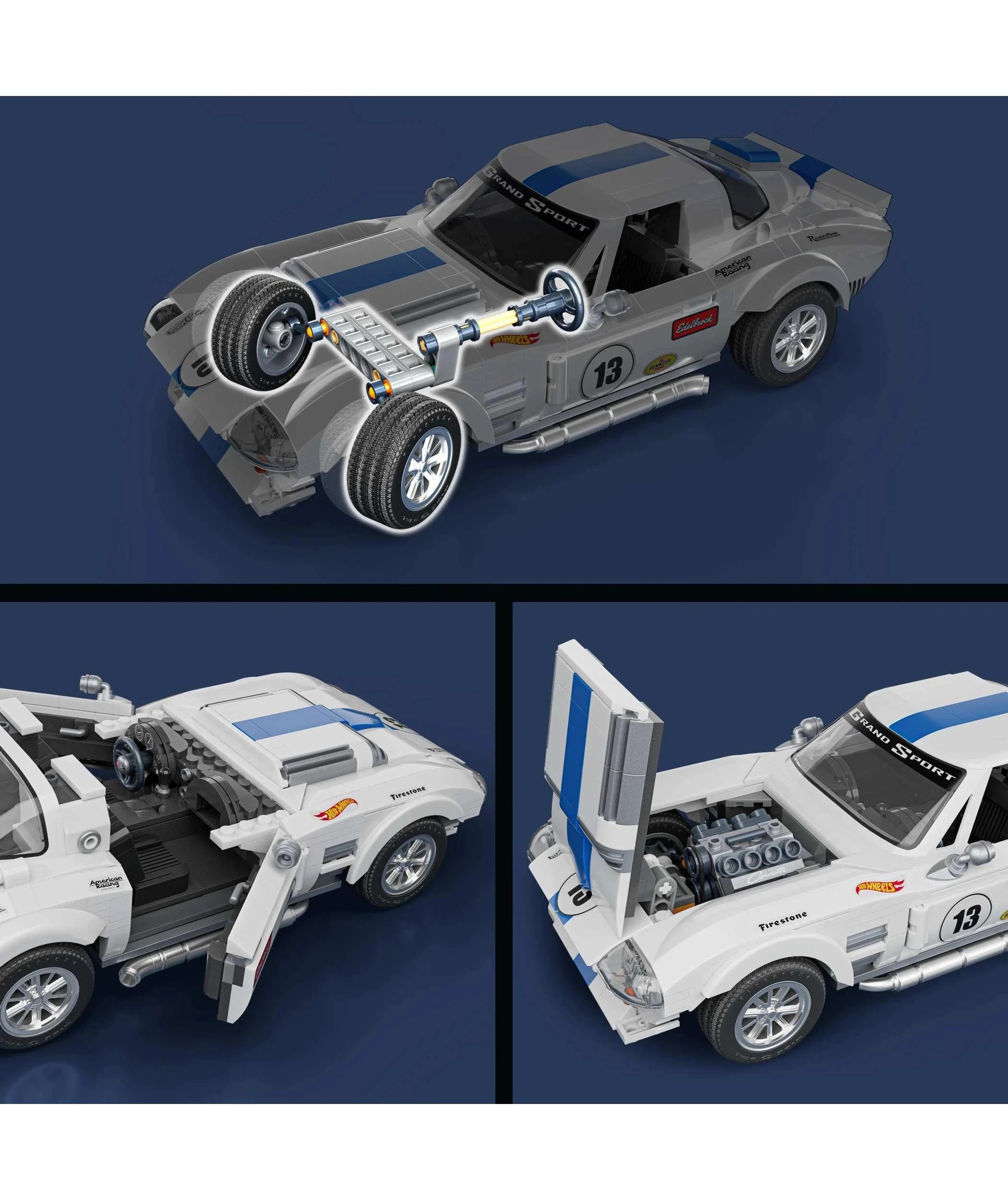 6 Mattel Brick Shop Hot Wheels Corvette Grand Sport Building Toy Kit - Multi, 6 of 6