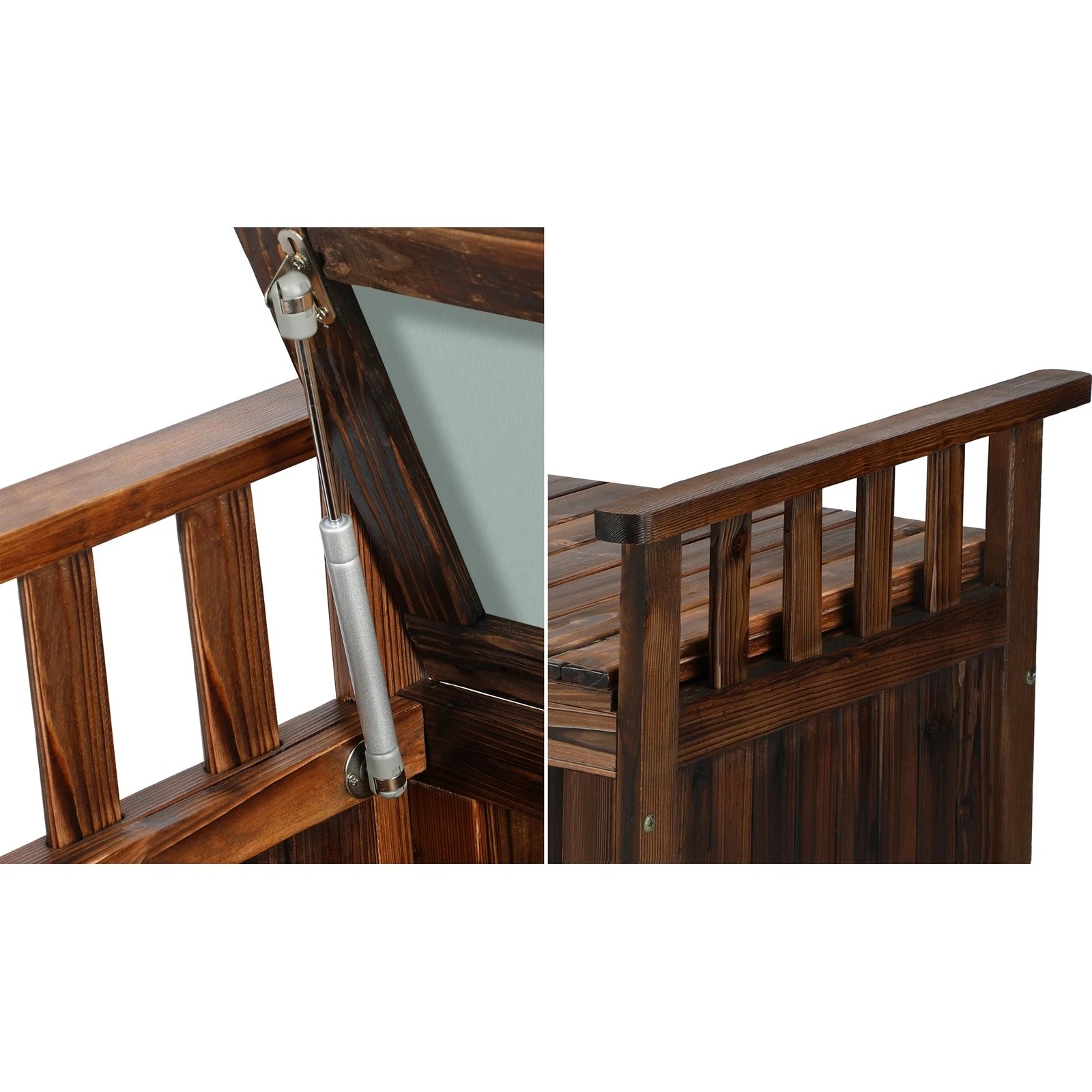 6 Livsip Outdoor Storage Box Wooden Garden Bench Chest Tool Container L - Charcoal, 6 of 8