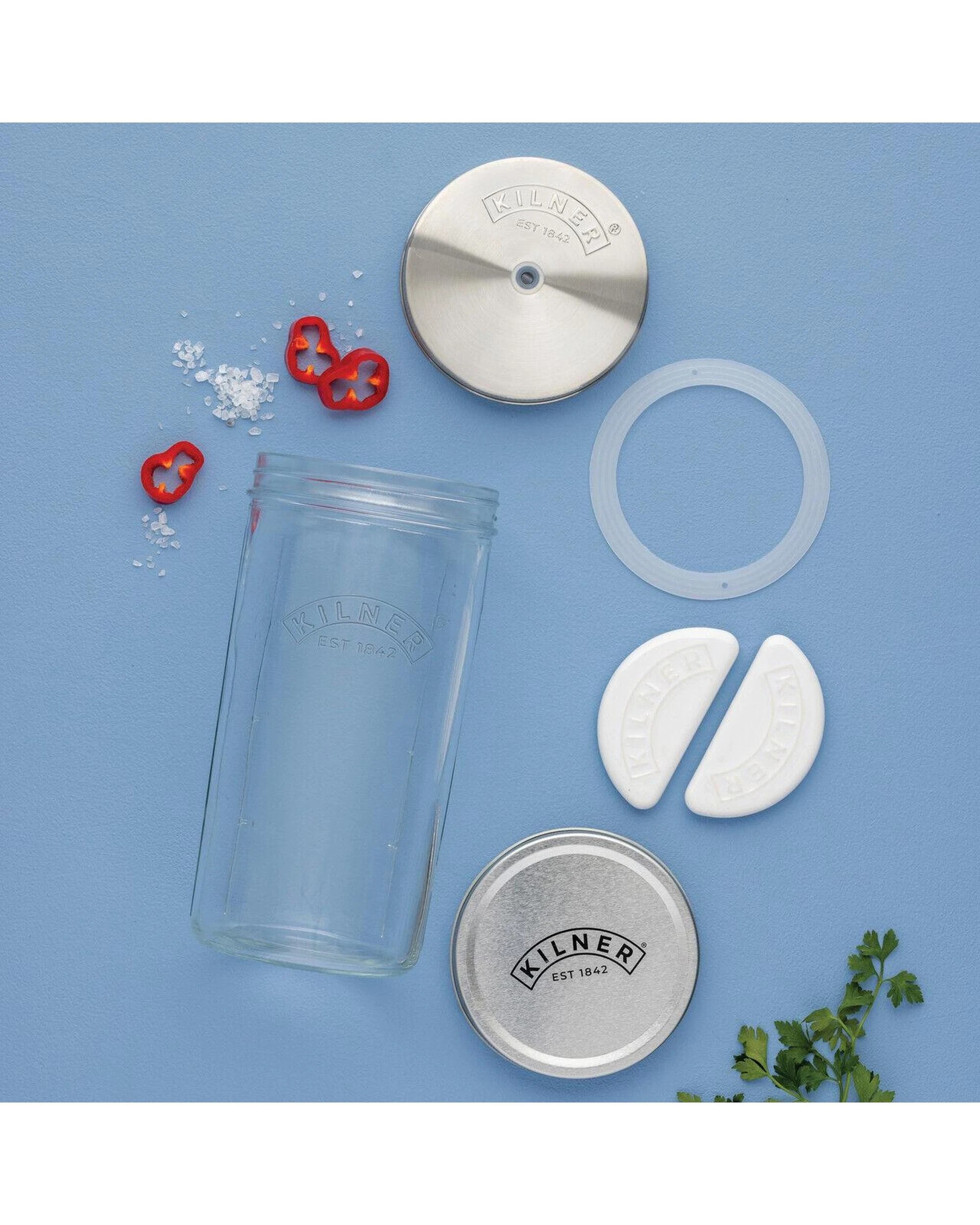 2 Kilner Glass Wide Mouth Fermentation Set  1L, 2 of 4