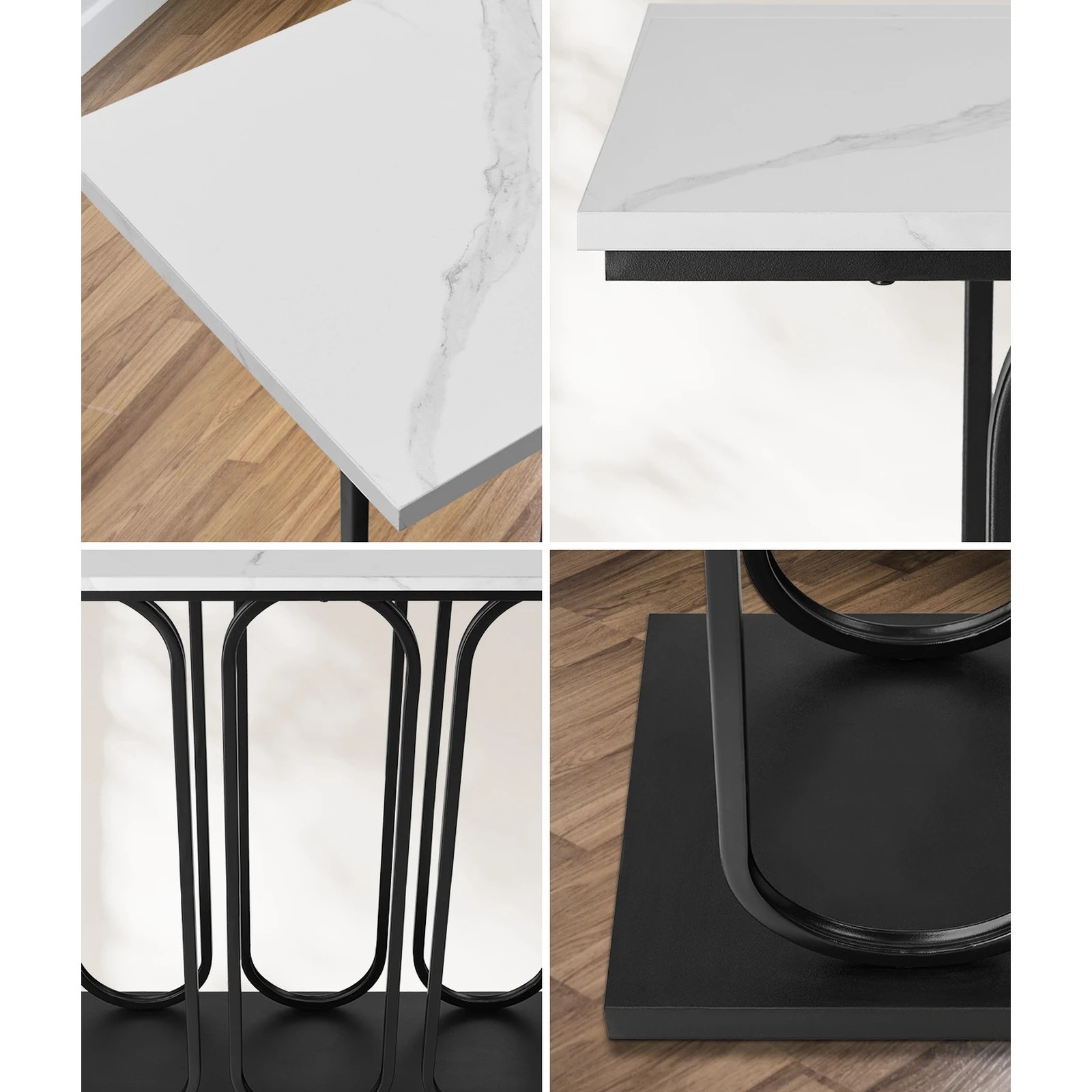 6 Oikiture Console Table Faux Marble Effect Entry Table Hallway Display - Black, 6 of 8