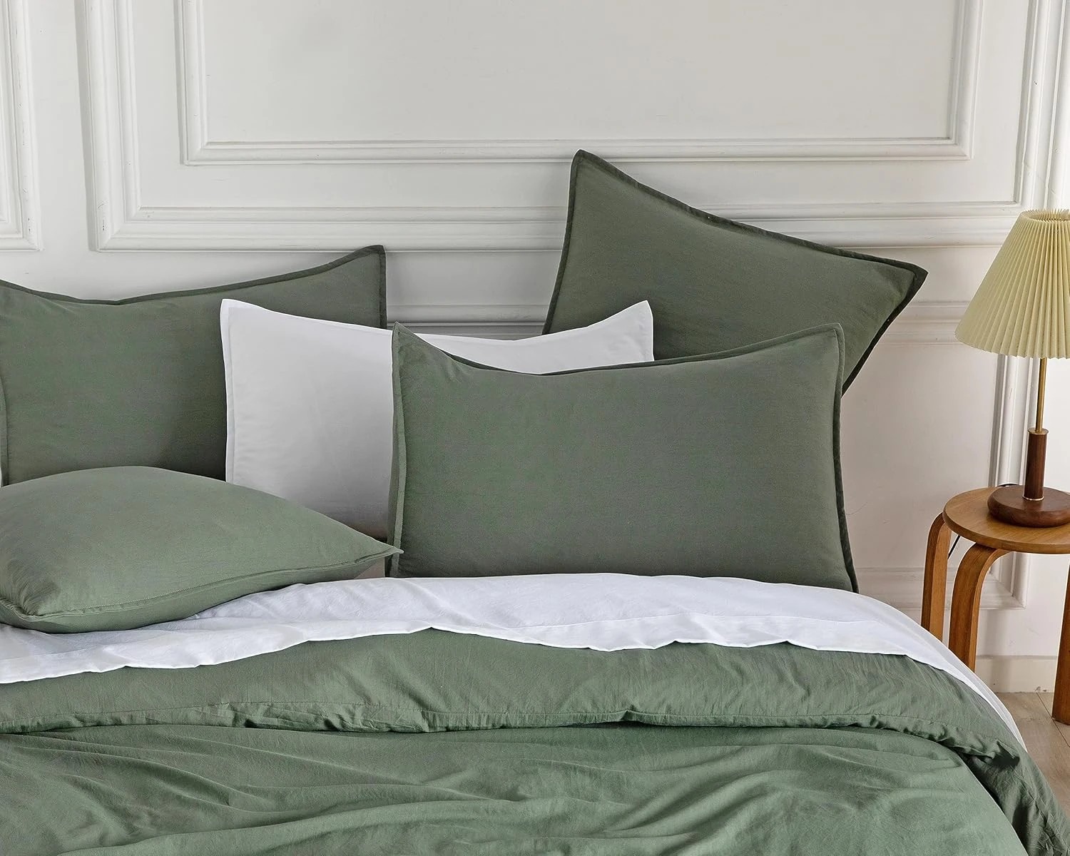 2 CleverPolly 100% Vintage Washed Microfibre Quilt Cover Set - Khaki Green - King Bed, 2 of 6
