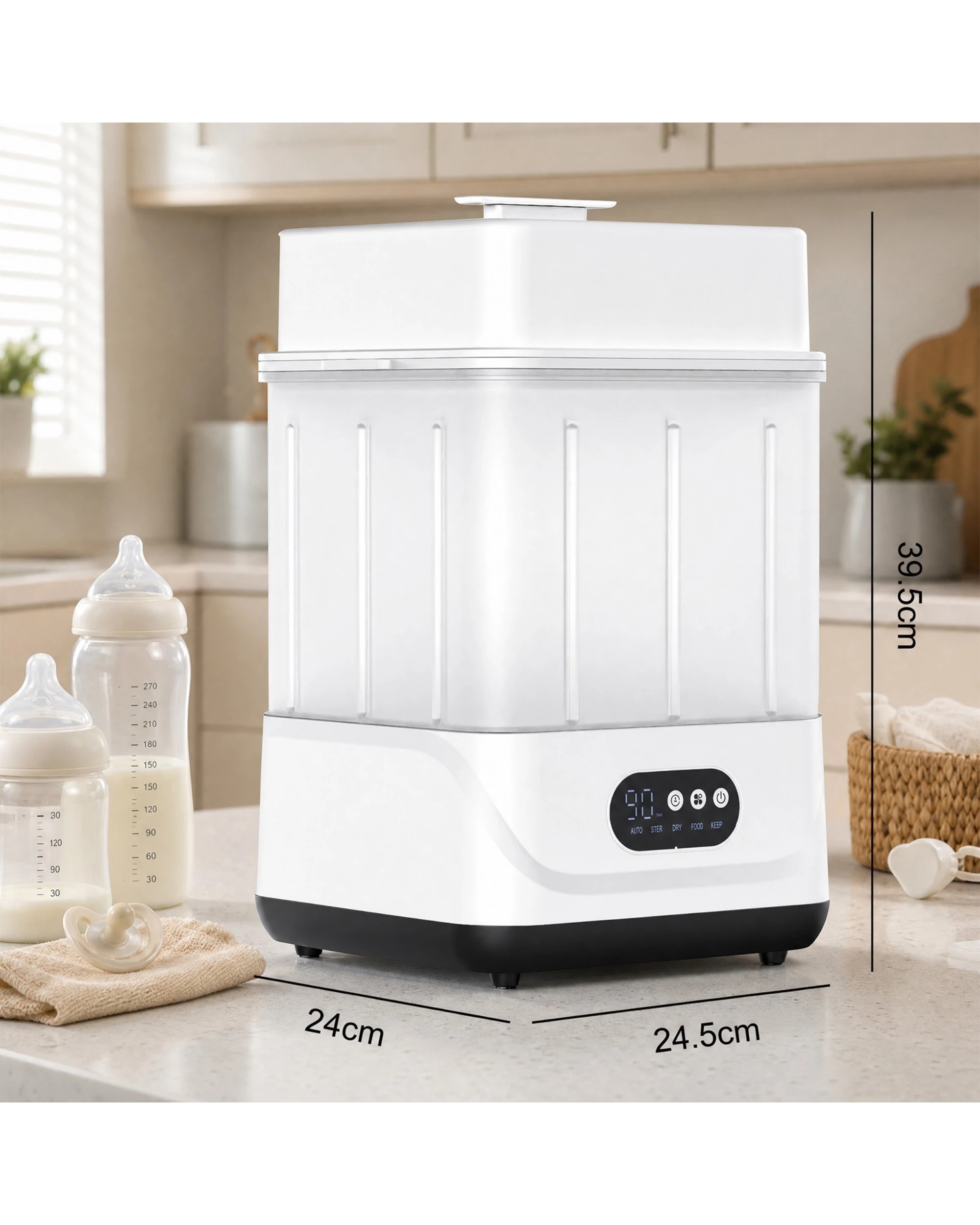 5 Yopower Baby Bottle Steam Sterilizer Dryer with LED Touch Screen - White, 5 of 6