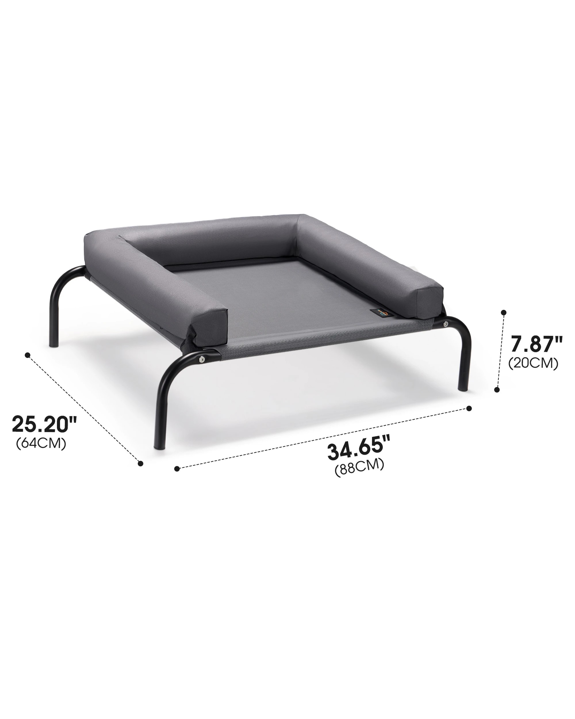 8 Petzly 64x88cm Elevated Trampoline Bolster Raised Pet Dog Bed Grey, 8 of 8