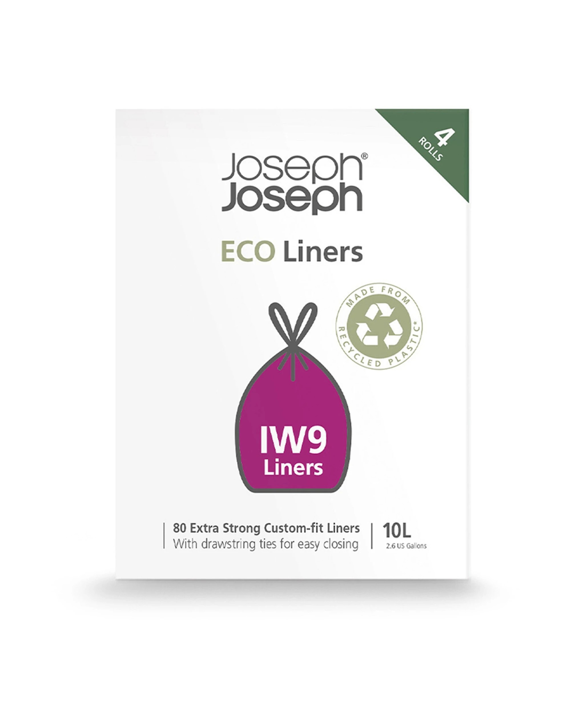 1 Joseph Joseph 80pc IW9 10L Eco Liners Trash Bag For Arc Pedal Bins - Grey, 1 of 1