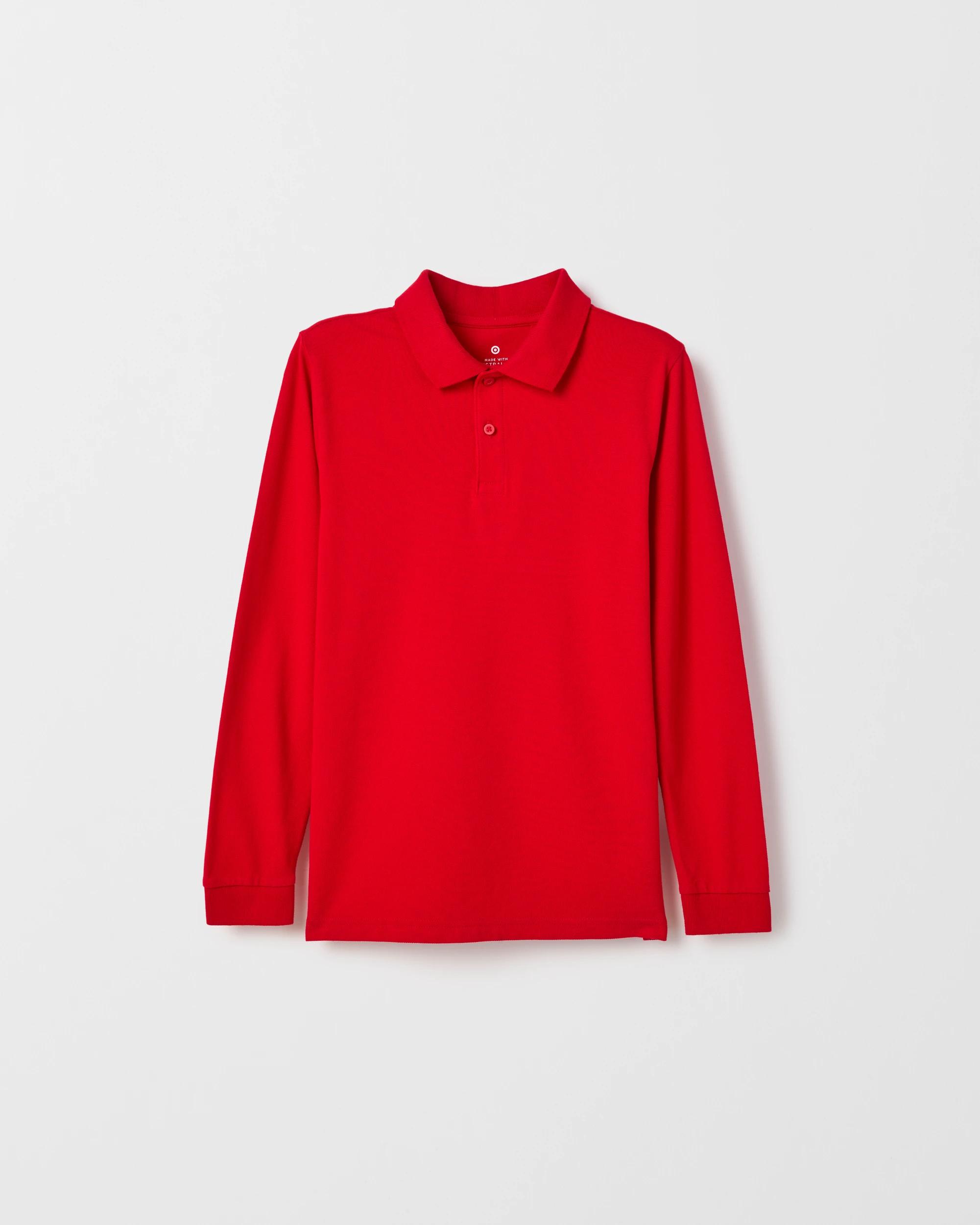 5 Target Kids Australian Cotton 2 Pack School Long Sleeve Polo Top RED, 5 of 6