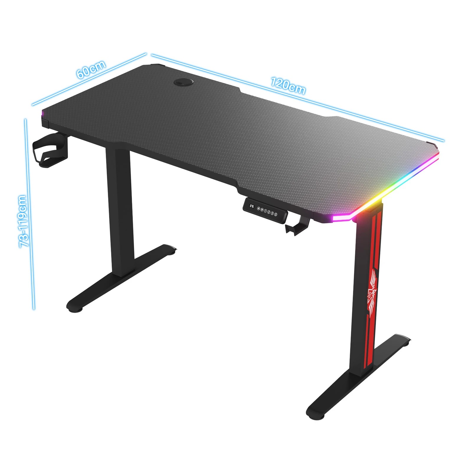 5 Advwin Electric Standing Gaming Desk Rgb Led Height Adjustable - Black, 5 of 5