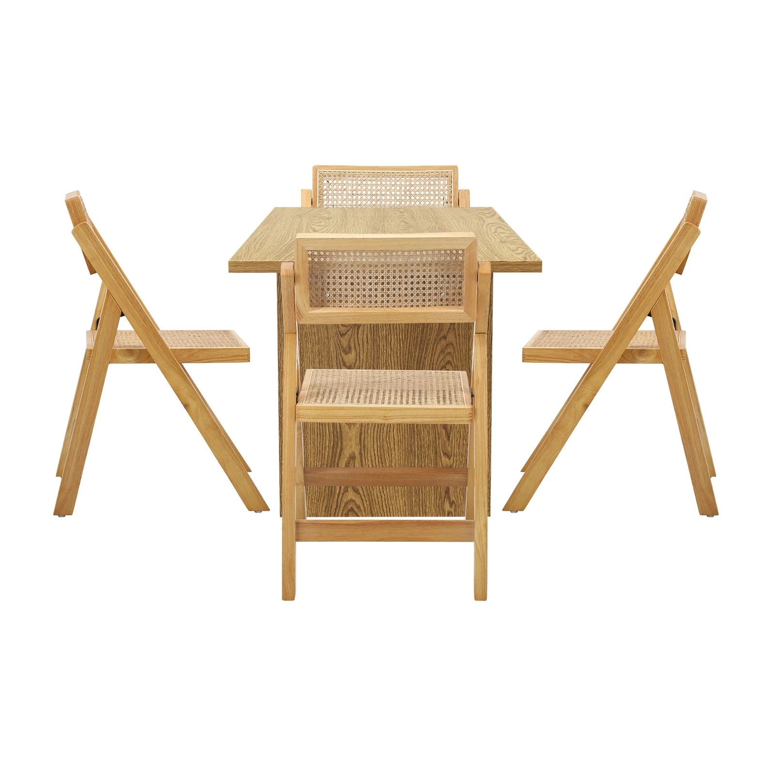 8 Oikiture 180cm Rectangular Dining Table With 4pcs Dining Chairs Foldable
 - Natural, 8 of 10