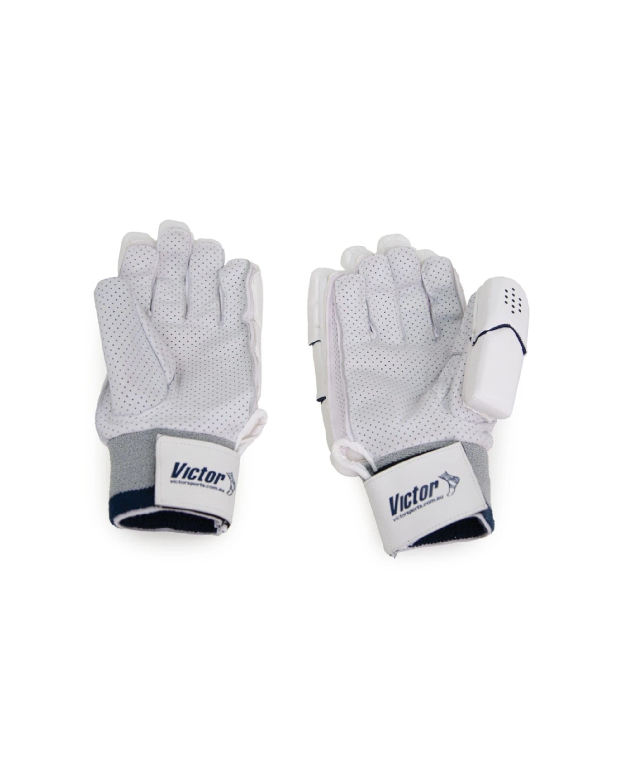 2 Victor Sports Prime Cricket Batting Gloves Calf Leather Adult Right Hand - White, 2 of 7