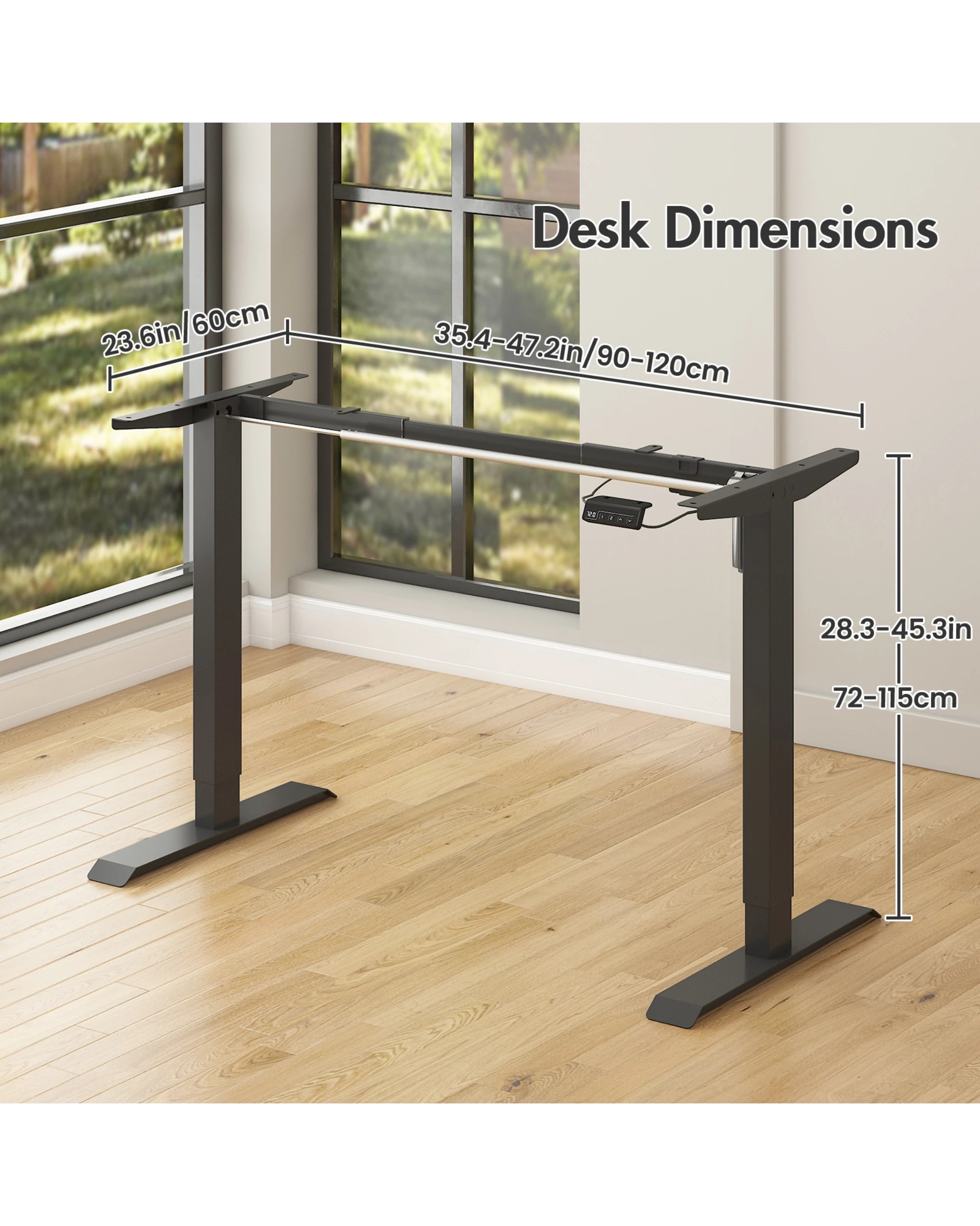 1 Advwin Standing Desk Frame Electric Height Adjustable No Desktop - Black, 1 of 2