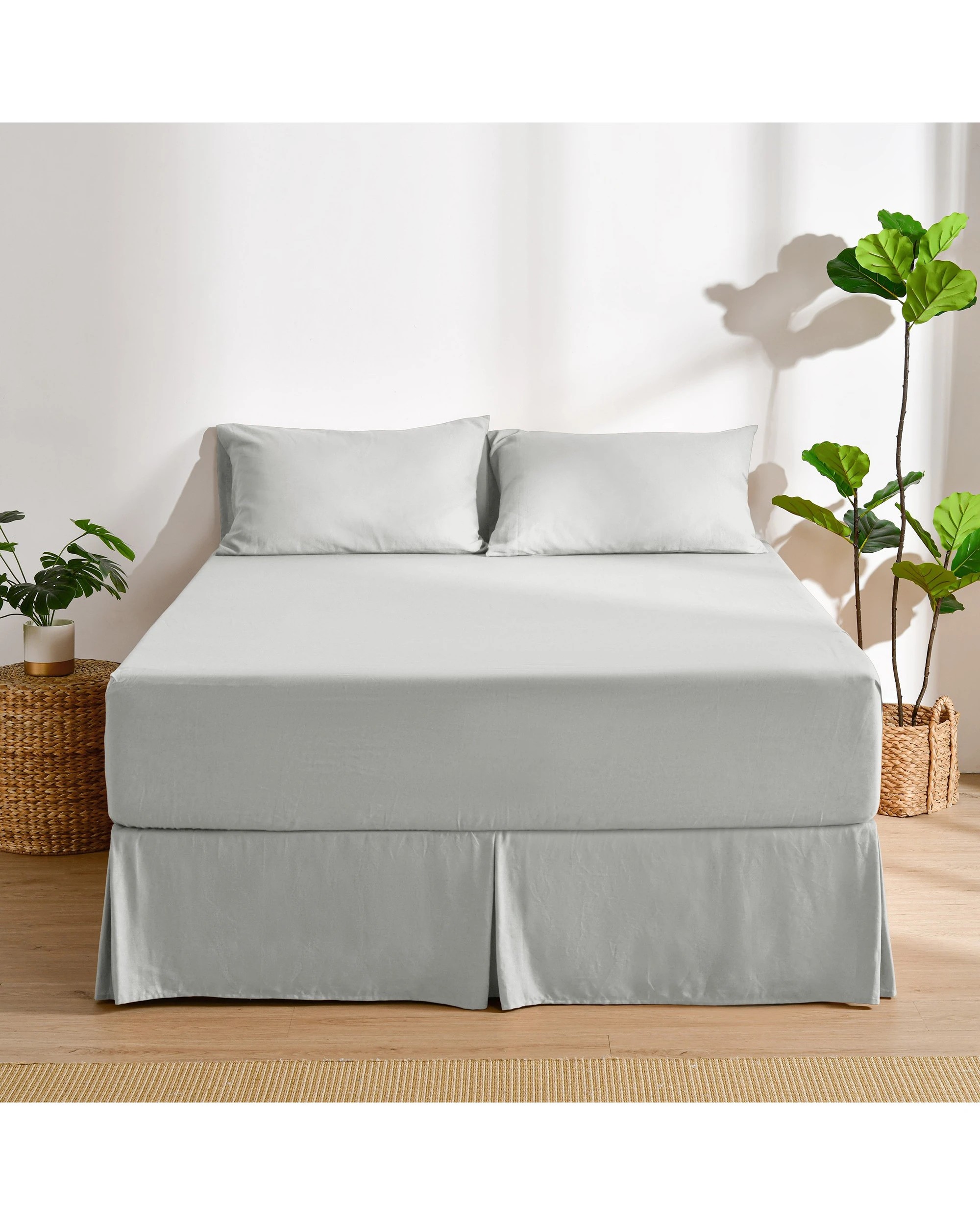 2 Dreamaker Linen Cotton Valance - Single Bed - Dove Grey, 2 of 7