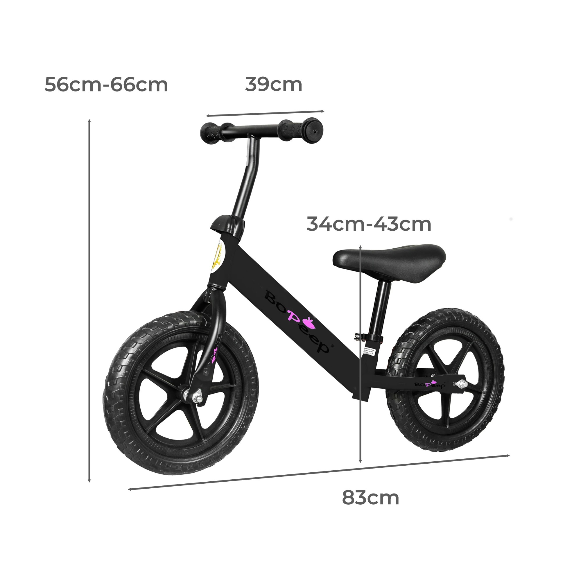 3 Bopeep Kids Balance Bike - Black, 3 of 6