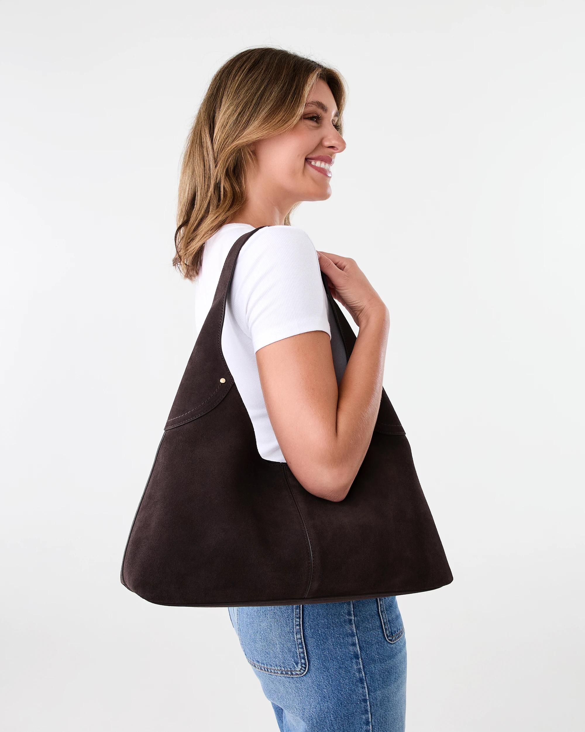 5 Leather Shoulder Tote Bag Deep Fudge, 5 of 5