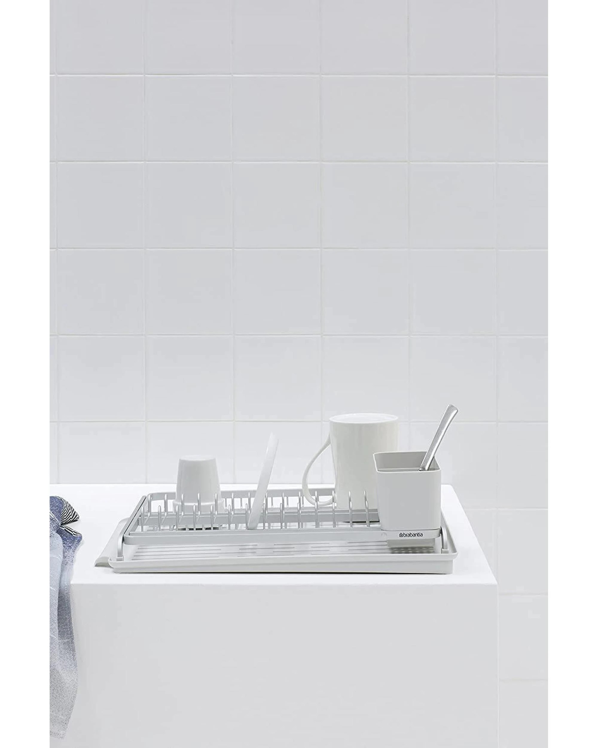 5 Brabantia Dish Drying Rack Kitchen Organiser w Utensils Holder  Drip Tray  Light Grey, 5 of 5