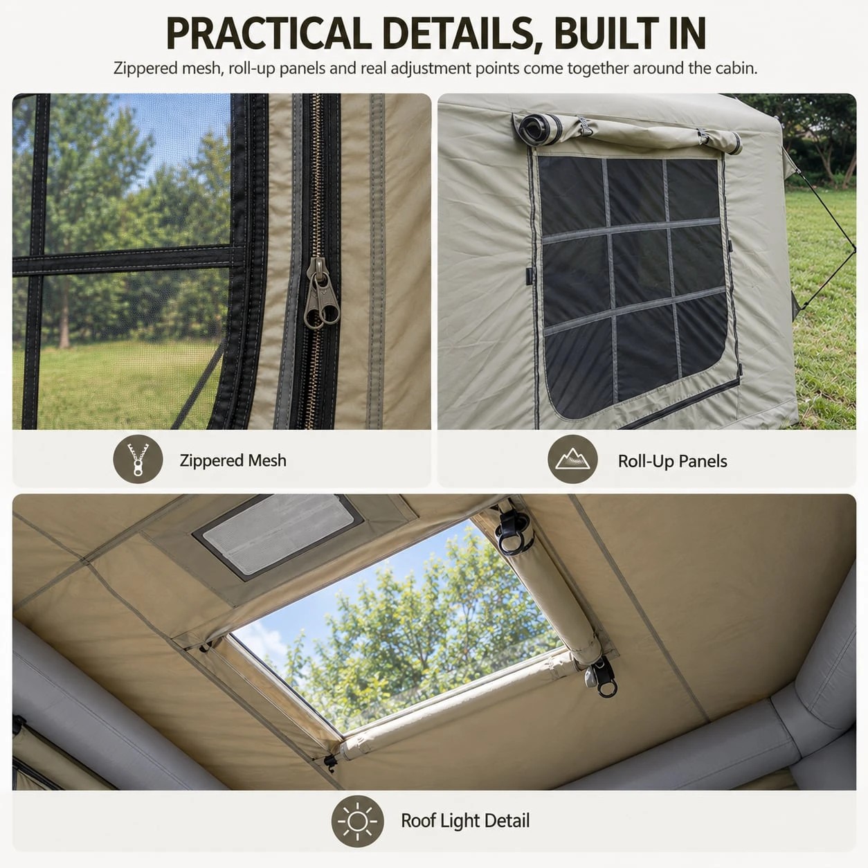 3 Weisshorn Inflatable Camping Tent Cabin Style with Skylight Mesh 300x265cm - Grey, 3 of 8