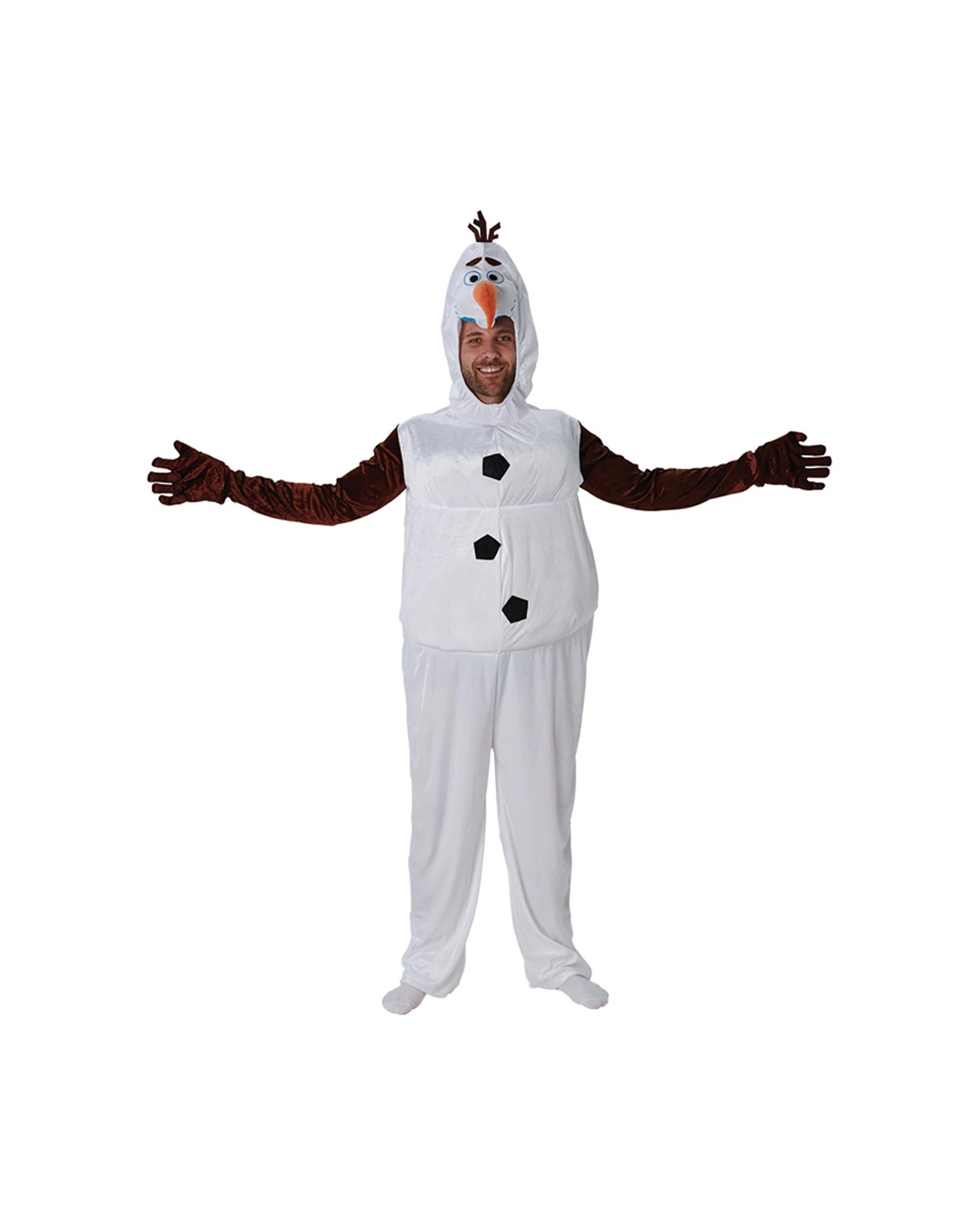 3 Frozen Olaf Adult Costume Size Xl Velour Jumpsuit Dress Up Outfit - Officially Licensed Disney Product - White, 3 of 3