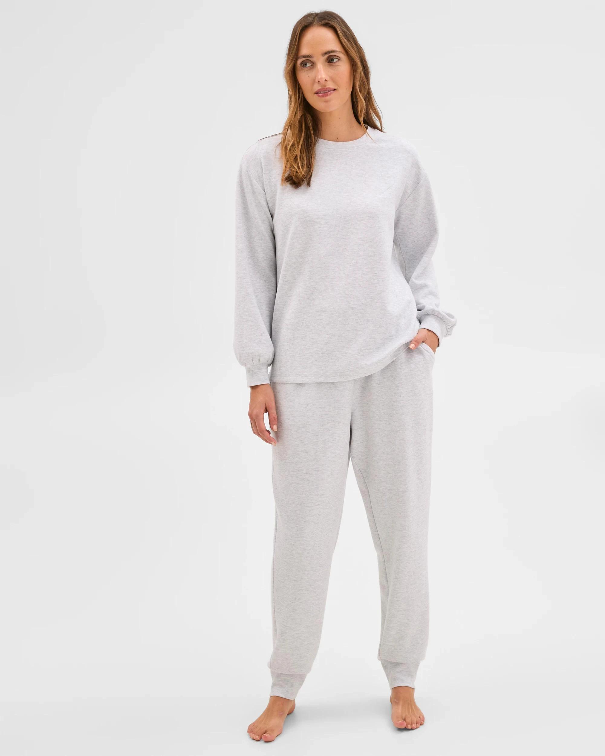 2 Target Woman Long Sleeve Crew Sleep Sweatshirt GREY MARLE, 2 of 6