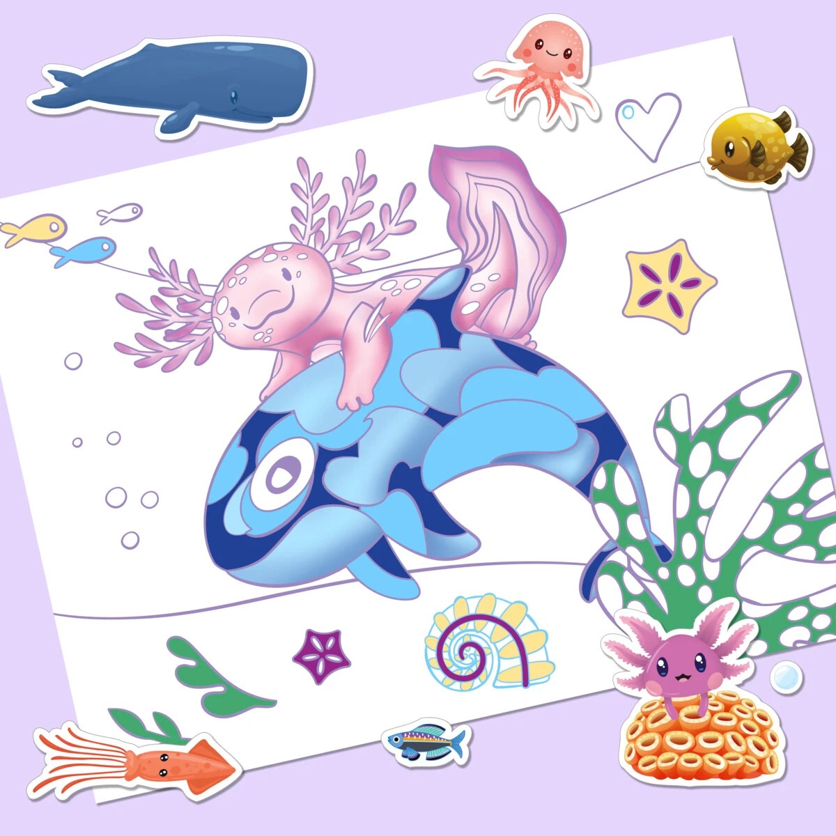 2 Kaleidoscope Colouring: Amazing Axolotls Colouring Set with Lap-Desk - Book, 2 of 5