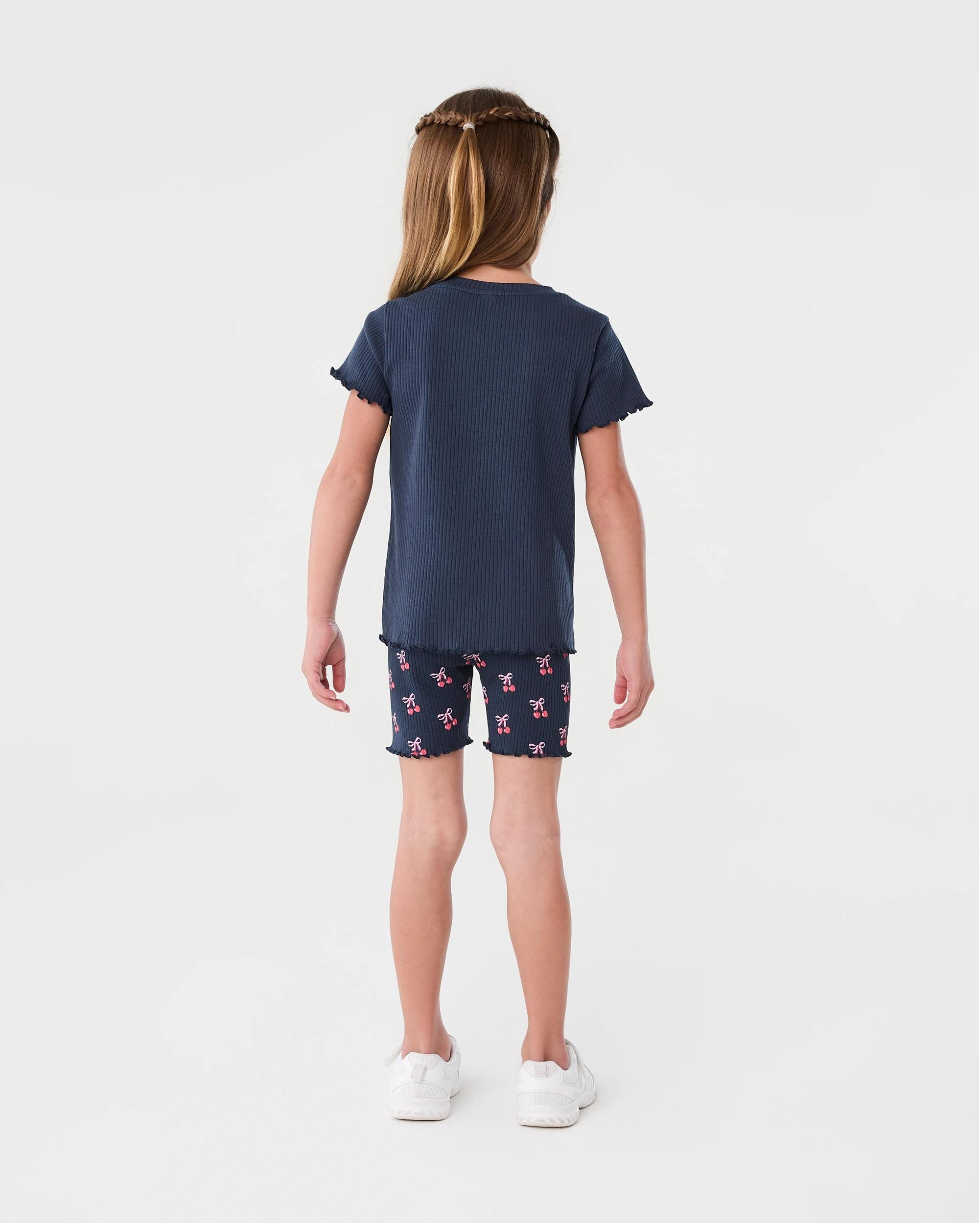 6 Printed Ribbed Bike Shorts Blu Cherry, 6 of 6