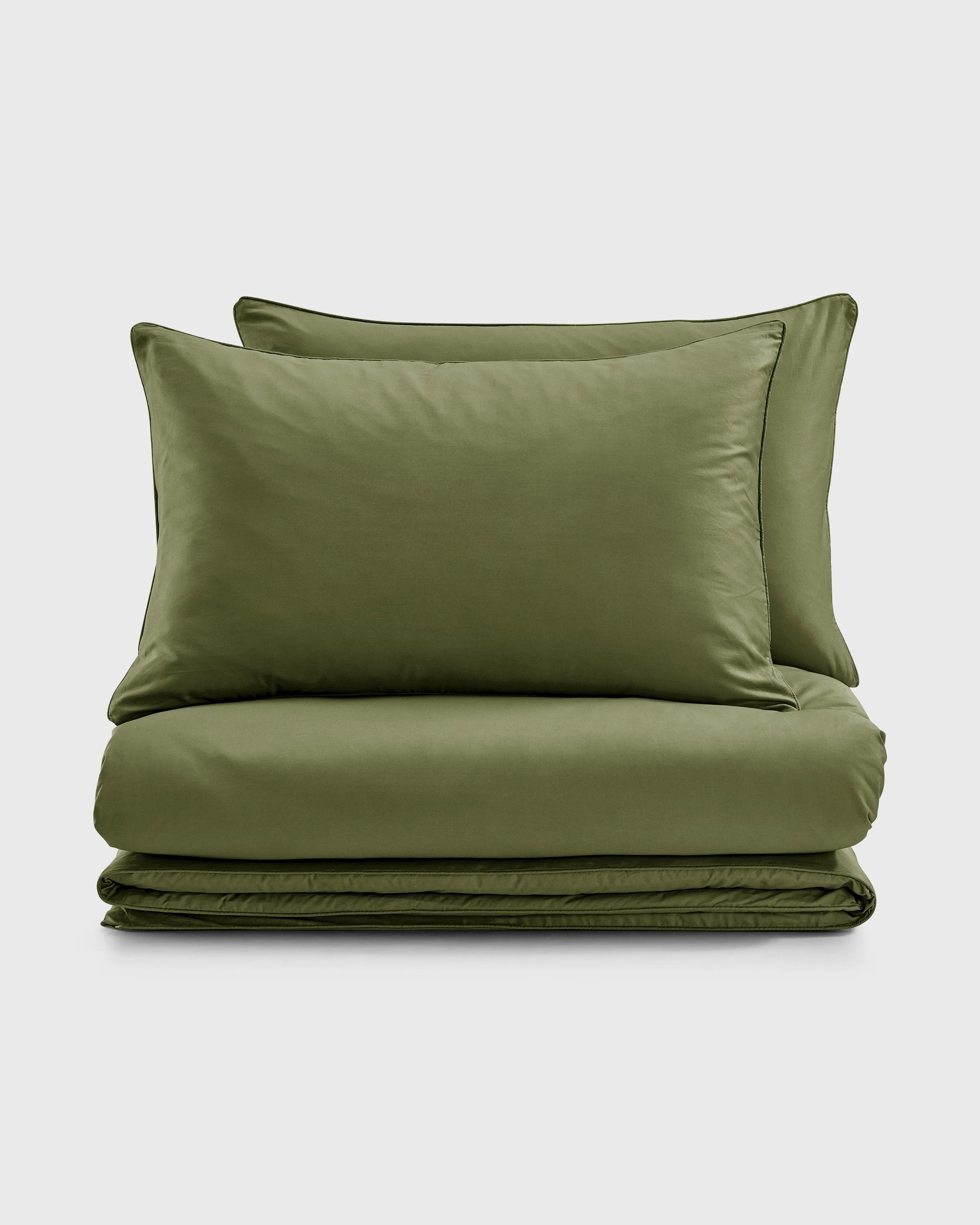 7 Dreamaker 400TC Premium Cotton Sateen Piped Quilt Cover Set - Double Bed - Olive, 7 of 10