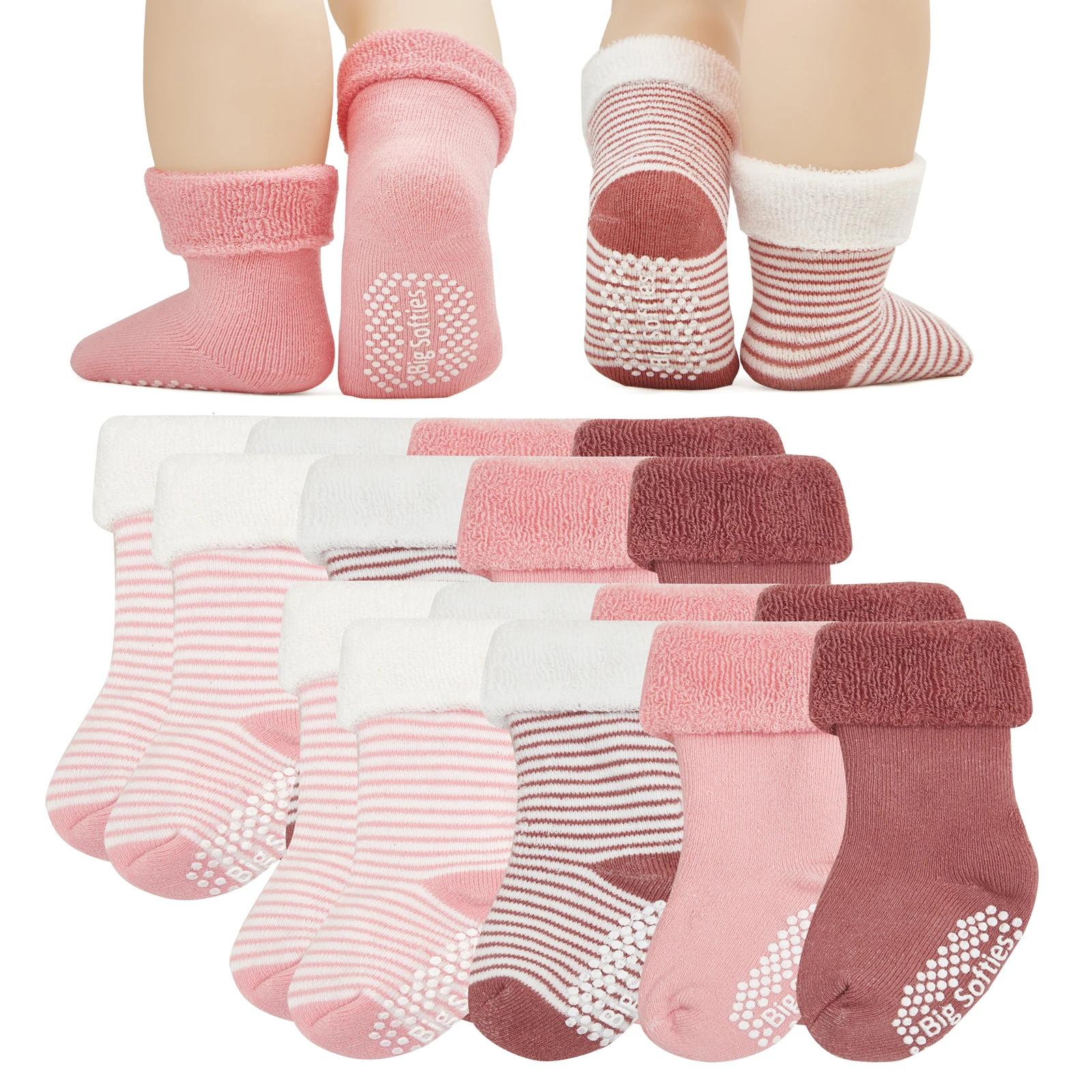 4 Big Softies 8-Pack Anti-Slip Terry Socks Girl 6-12M PINK, 4 of 4