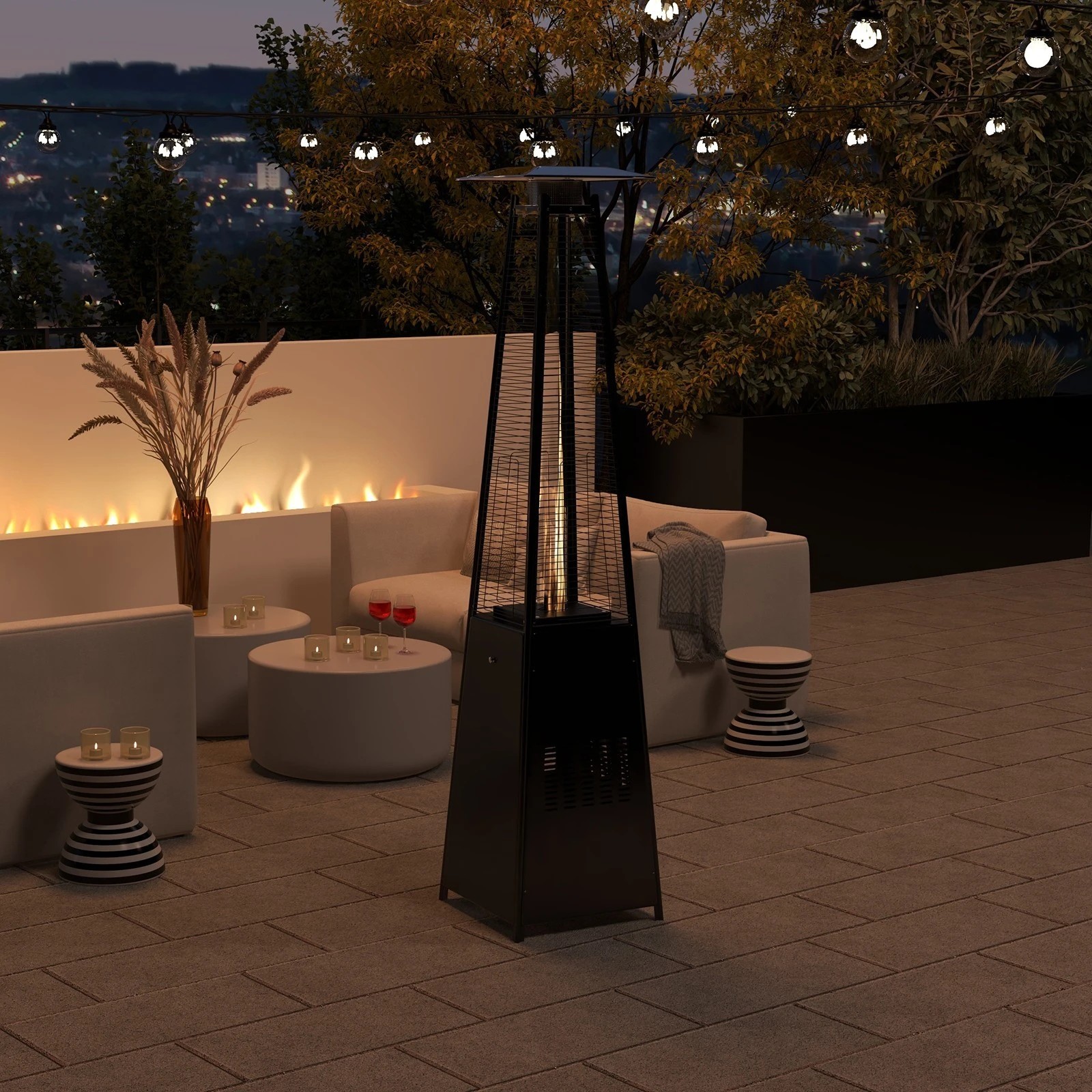 3 Havana Outdoors Gas Pyramid Flame Heater 13KW Steel Regulator Black - Black, 3 of 7