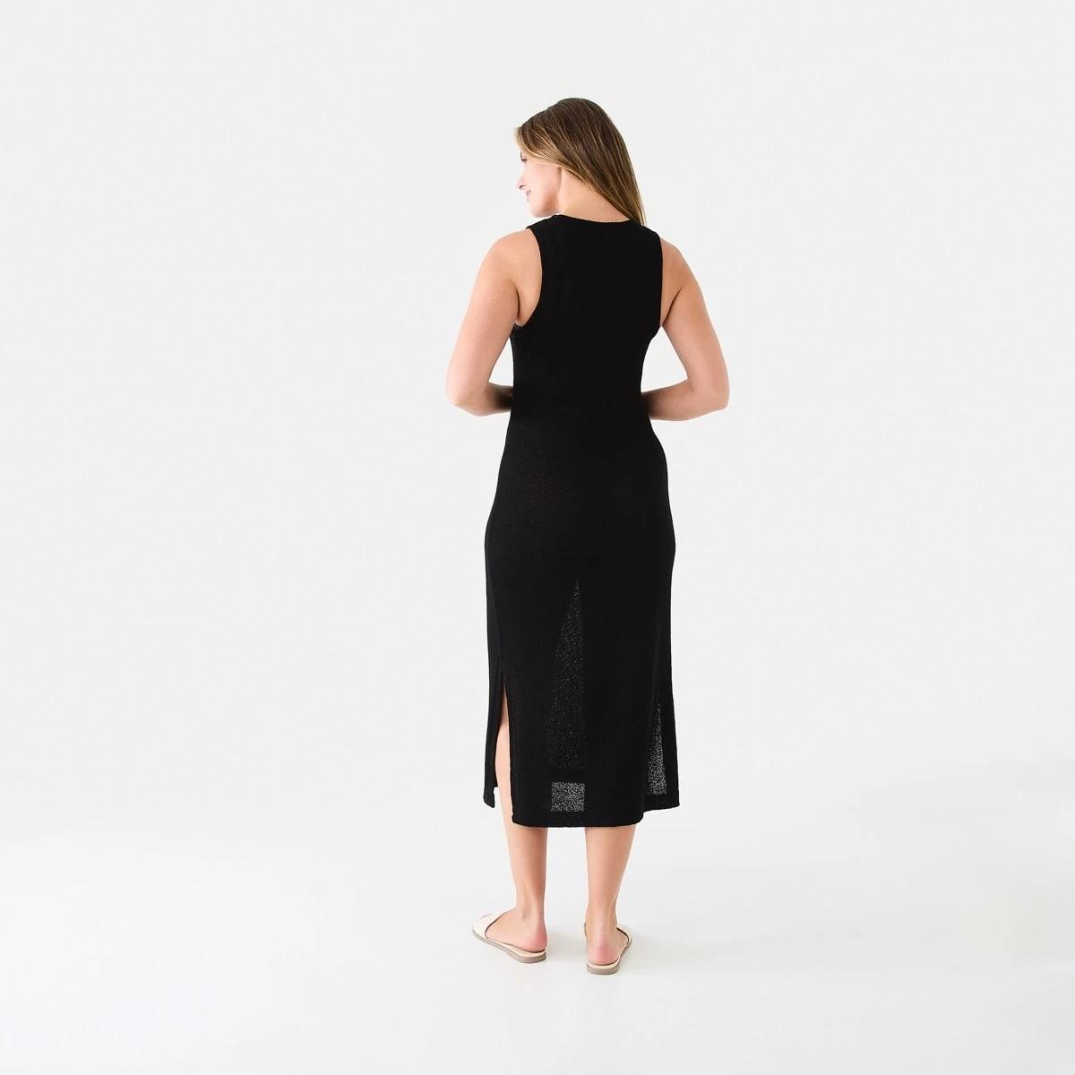 3 Sleeveless Crew Knit Midi Dress Black, 3 of 6
