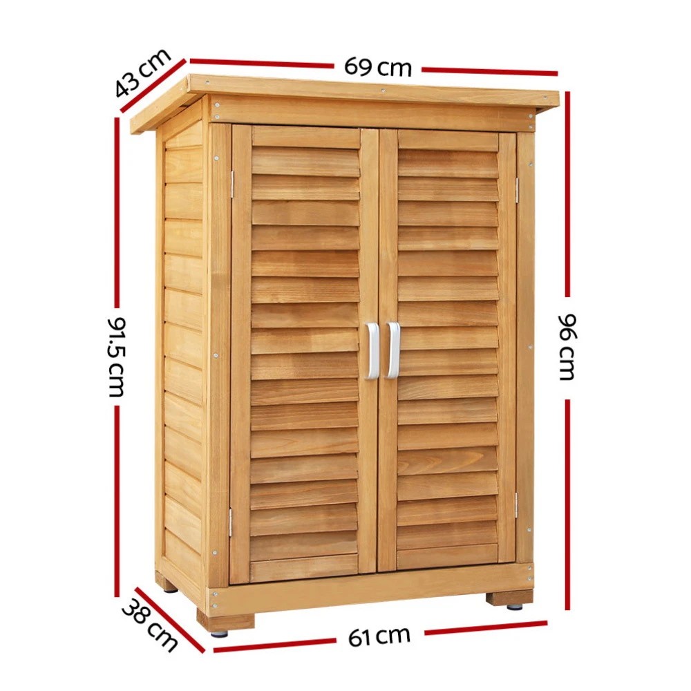 3 Gardeon Outdoor Storage Cabinet Box Wooden Portable Timber Garage Yard - Brown, 3 of 8