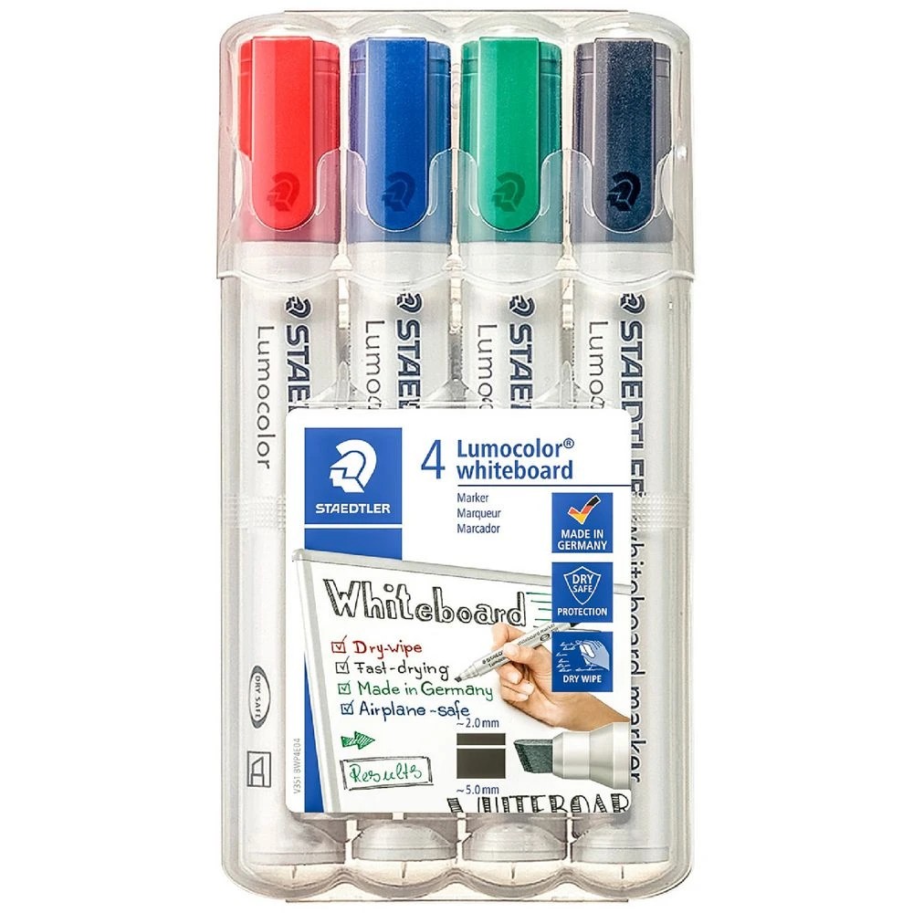 1 Staedtler Lumocolor Whiteboard Markers Chisel Assorted 4 Pack, 1 of 9