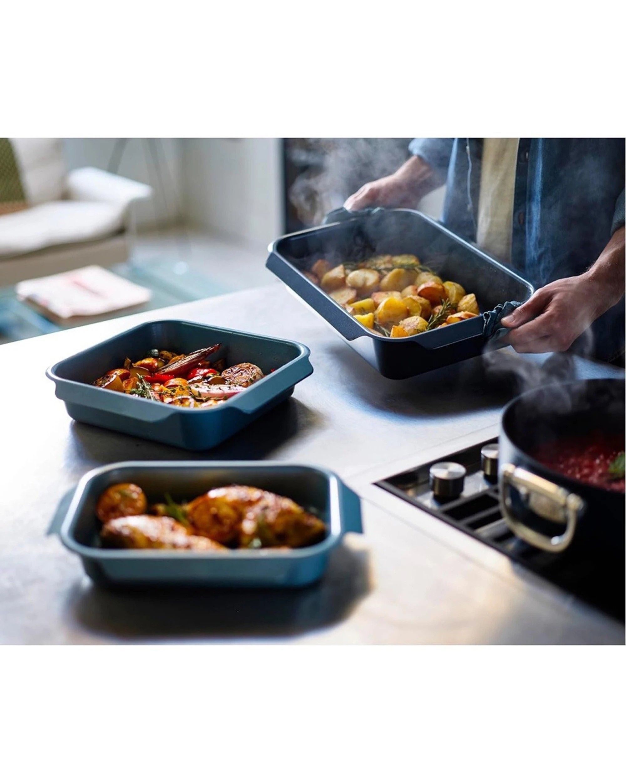 3 Joseph Joseph Carbon Steel Non-Stick Nest Oven Tray Kitchen Cookware Medium - Blue, 3 of 3