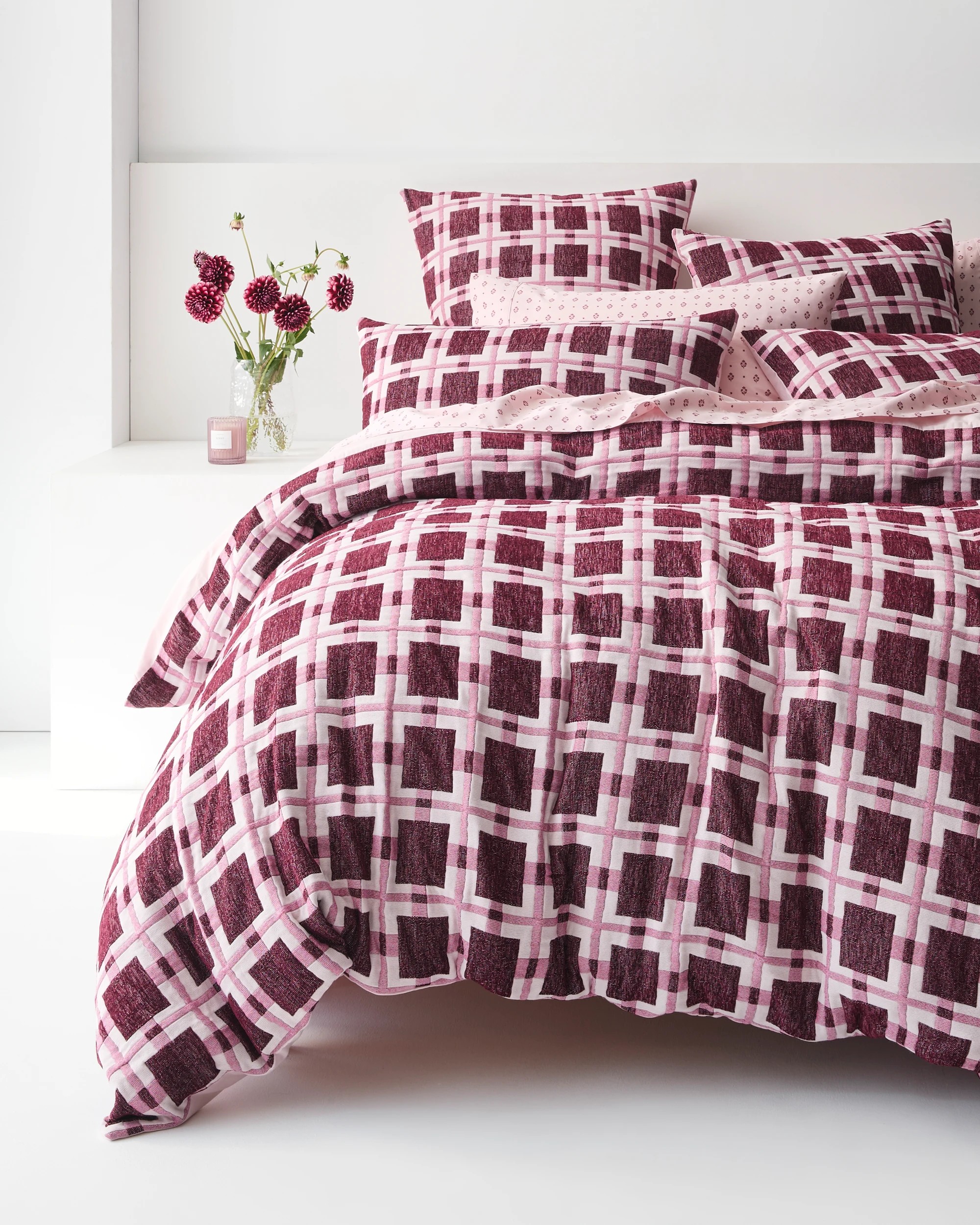 1 Target Scarlett Chenille Textured Quilt Cover Set - Sangria - Queen Bed - Pink, 1 of 8